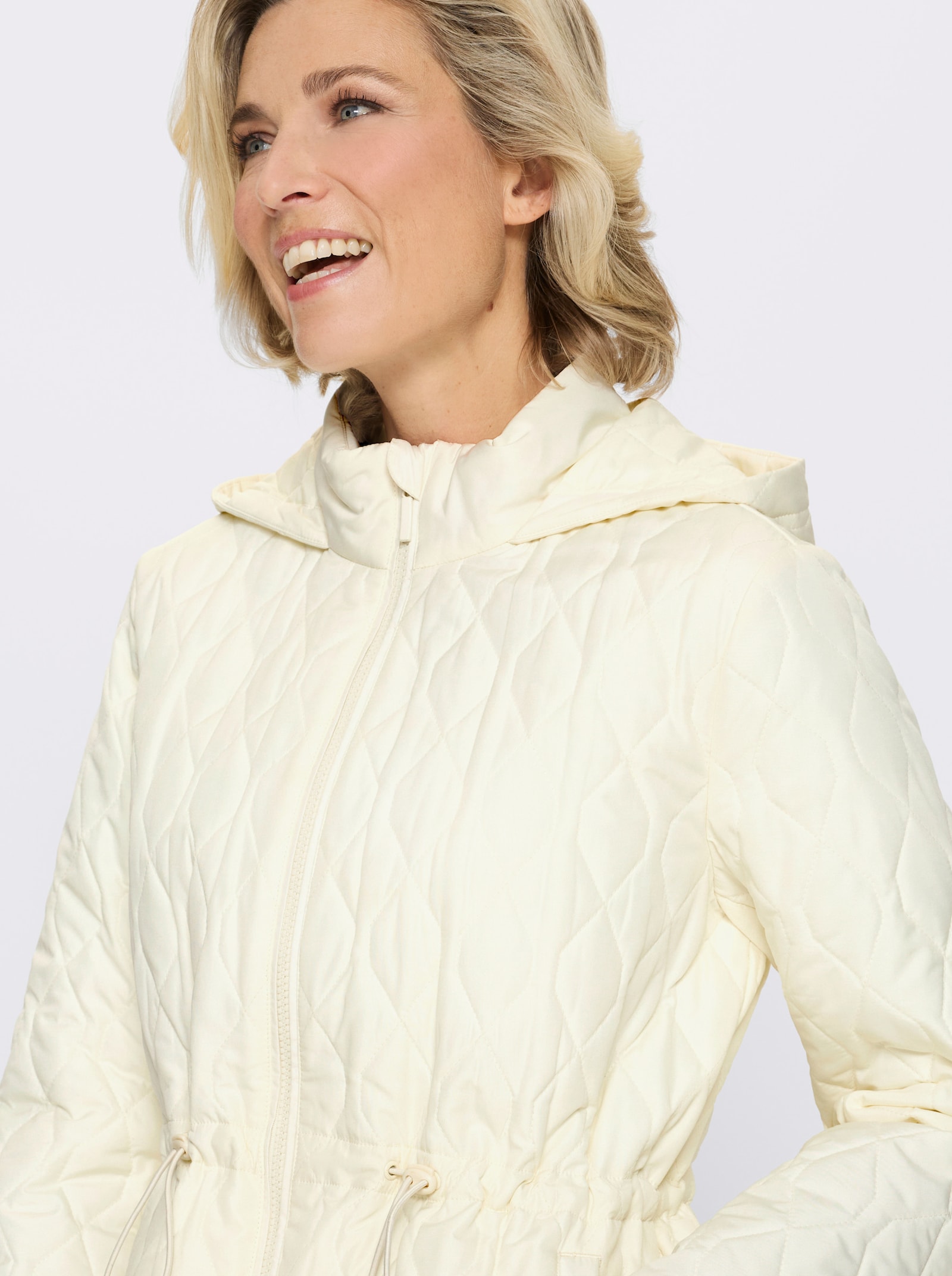Steppjacke mit verstellbarem Tunnelzug in der Taille - ecru