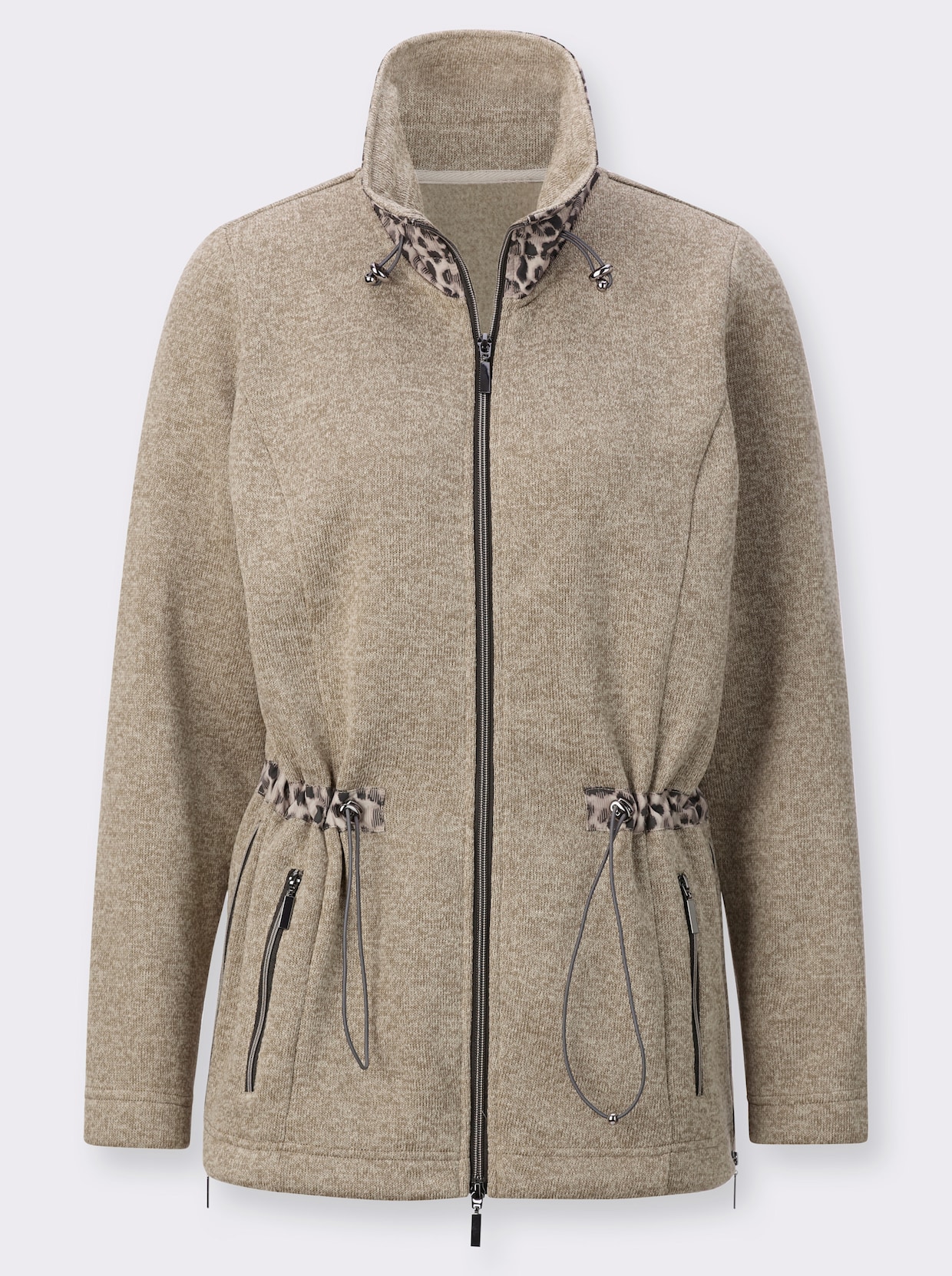 Strickfleecejacke - sand-graphit