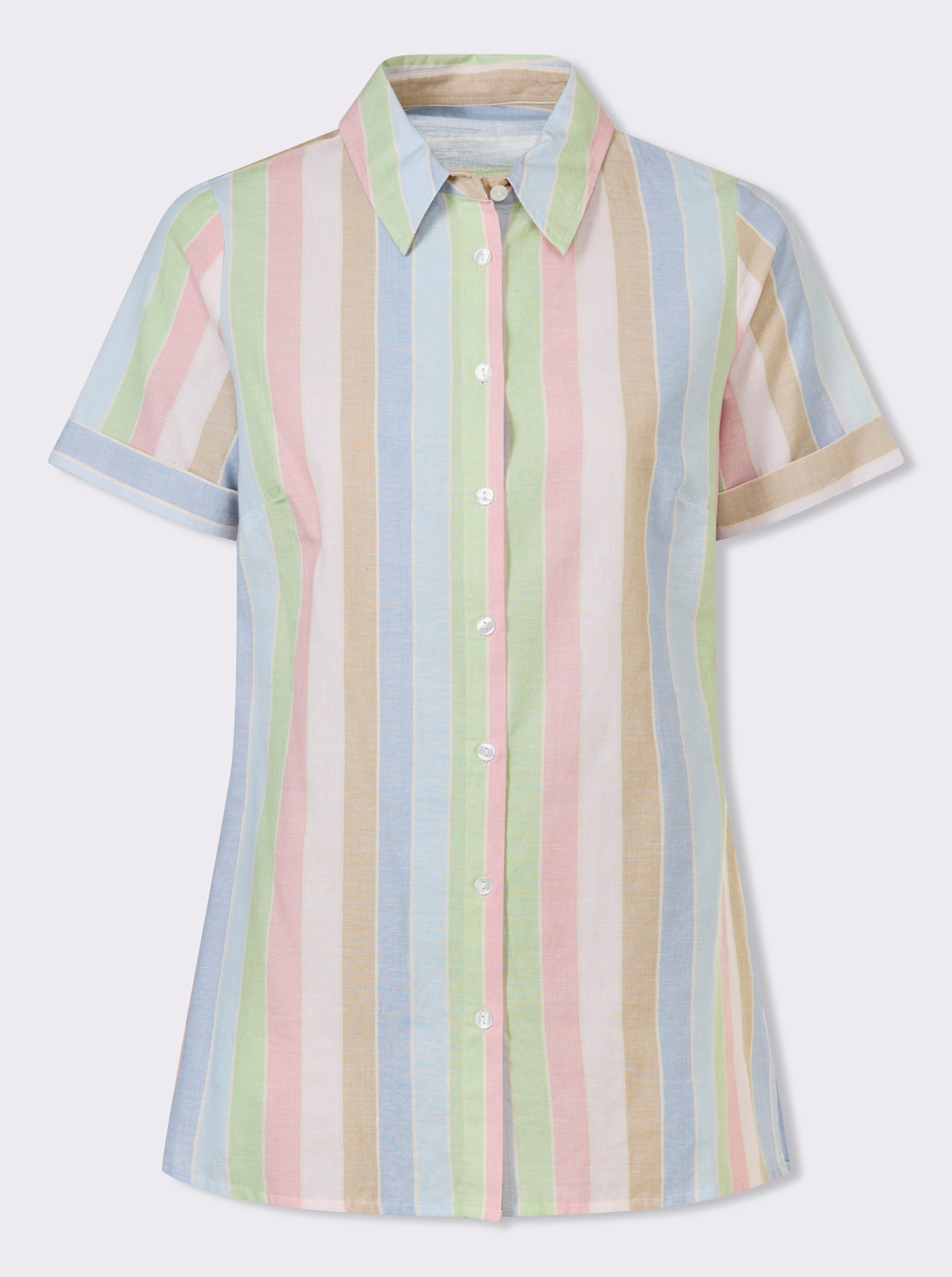 Longbluse - hellrosé-bleu-gestreift
