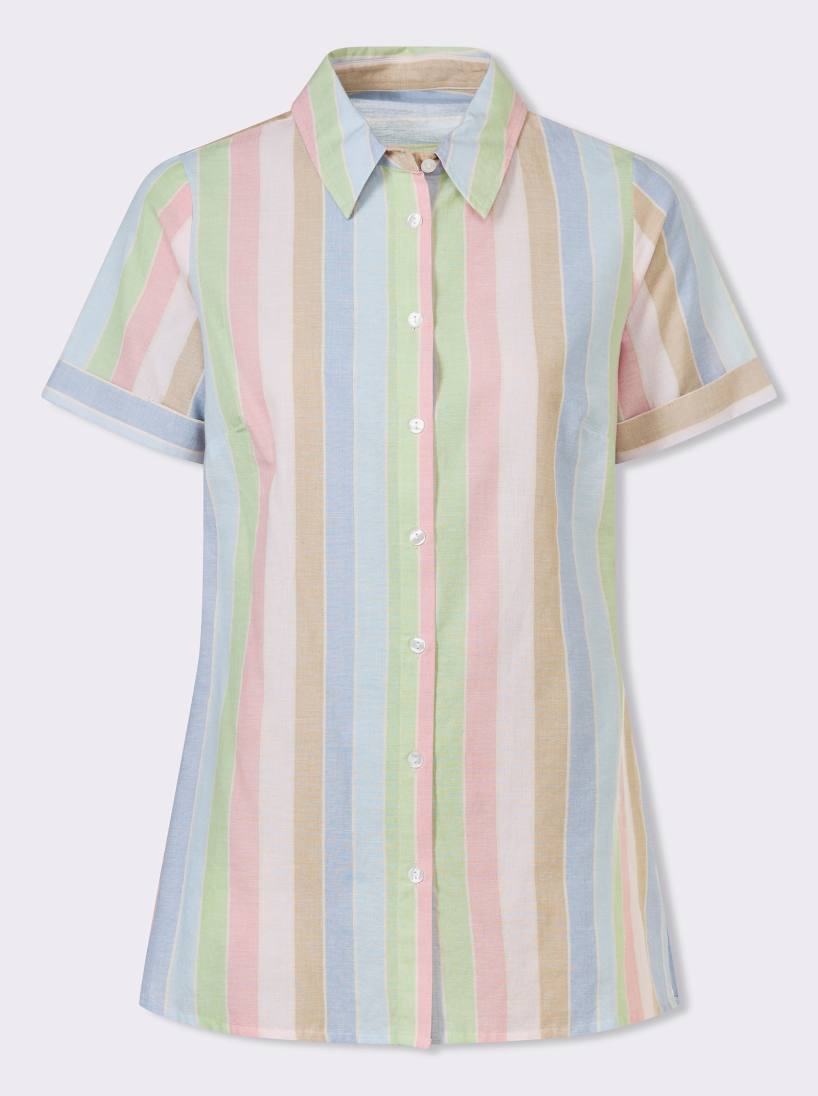 Longbluse im Streifen-Dessin - hellrosé-bleu-gestreift