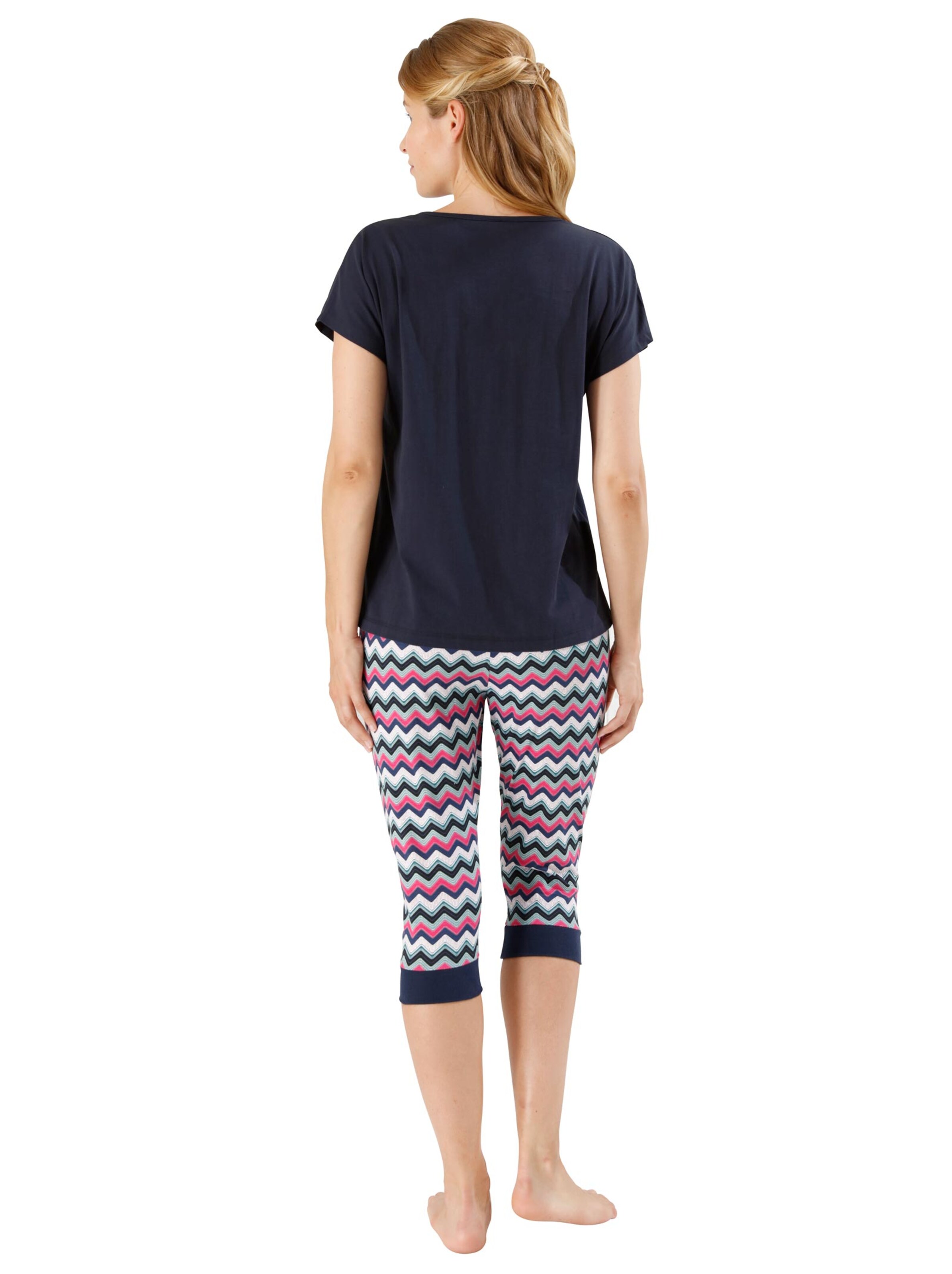 Capri-Schlafanzug - marine-bedruckt