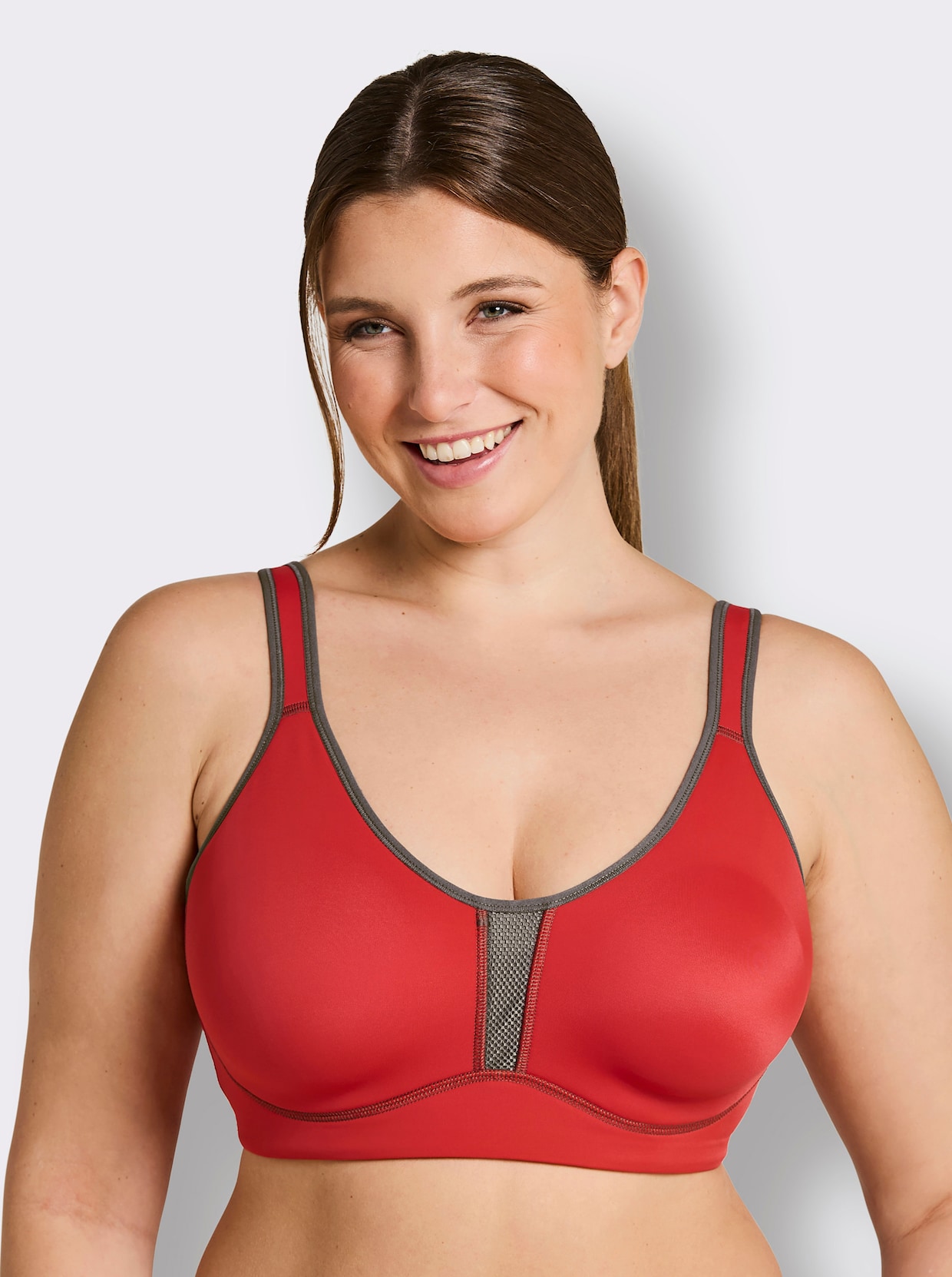 Viania Sport-BH ohne Bügel mit Frotteefutter - korallenrot