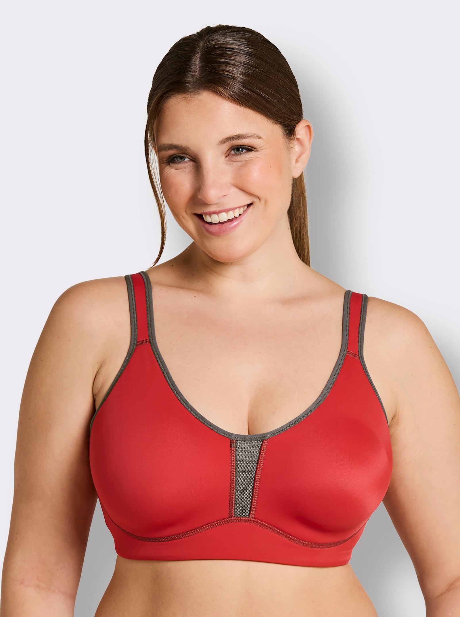 Viania Sport-BH ohne Bügel mit Frotteefutter - korallenrot
