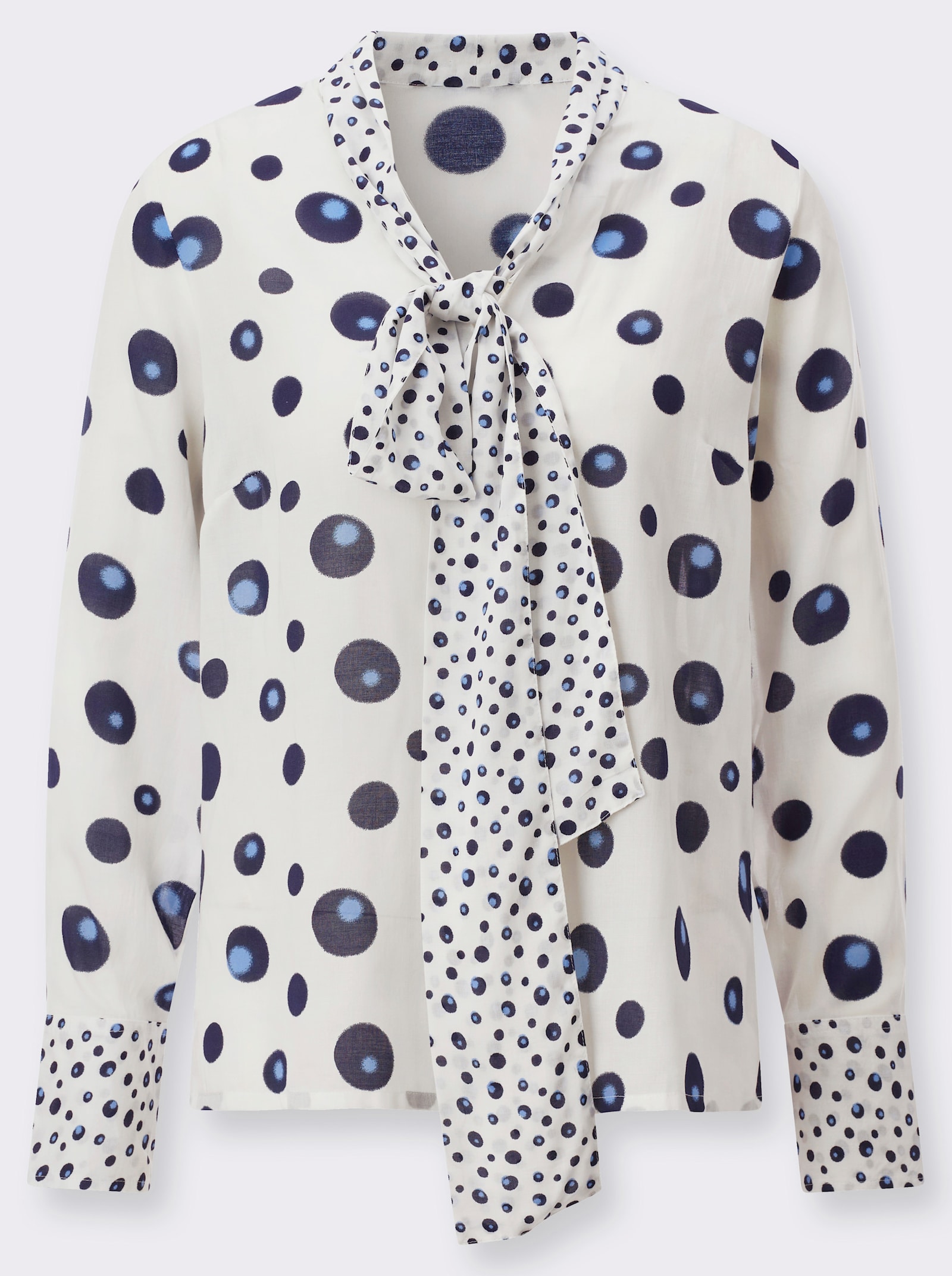 Modal-Bluse - ecru-himmelblau-bedruckt