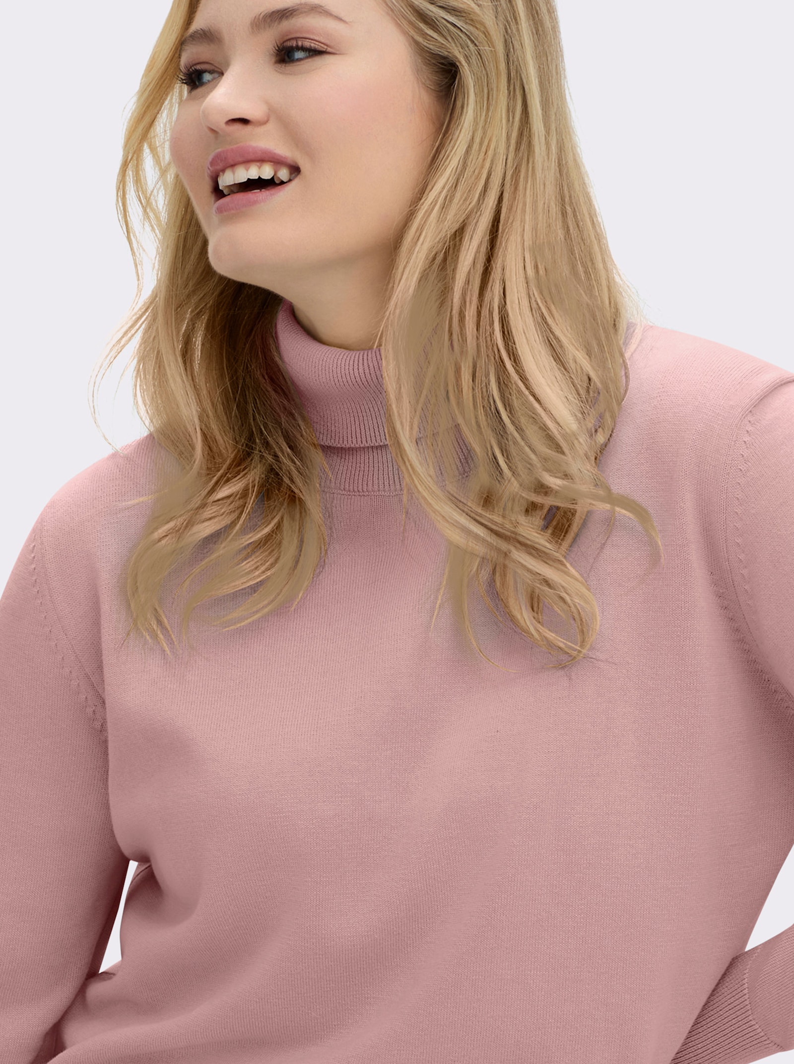 Rollkragenpullover aus reiner Baumwolle - rosenholz