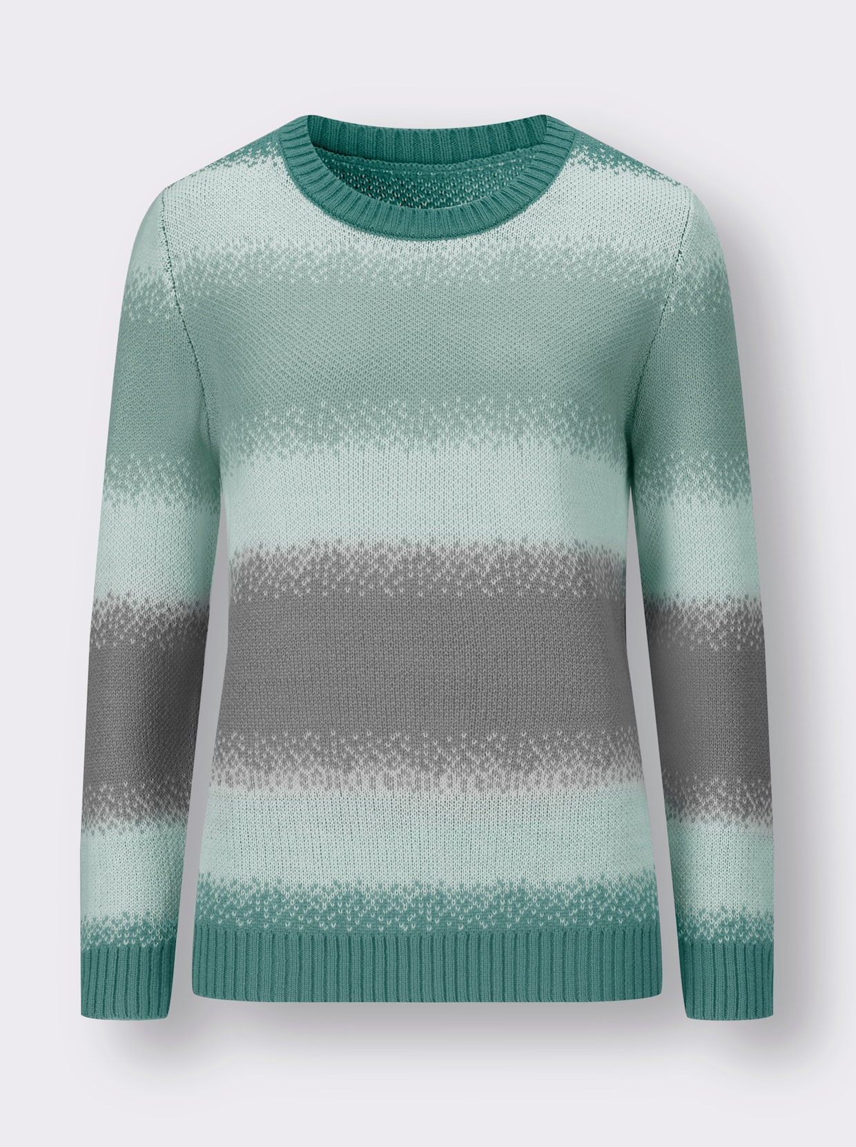 Pullover met ronde hals - ecru/jade gedessineerd