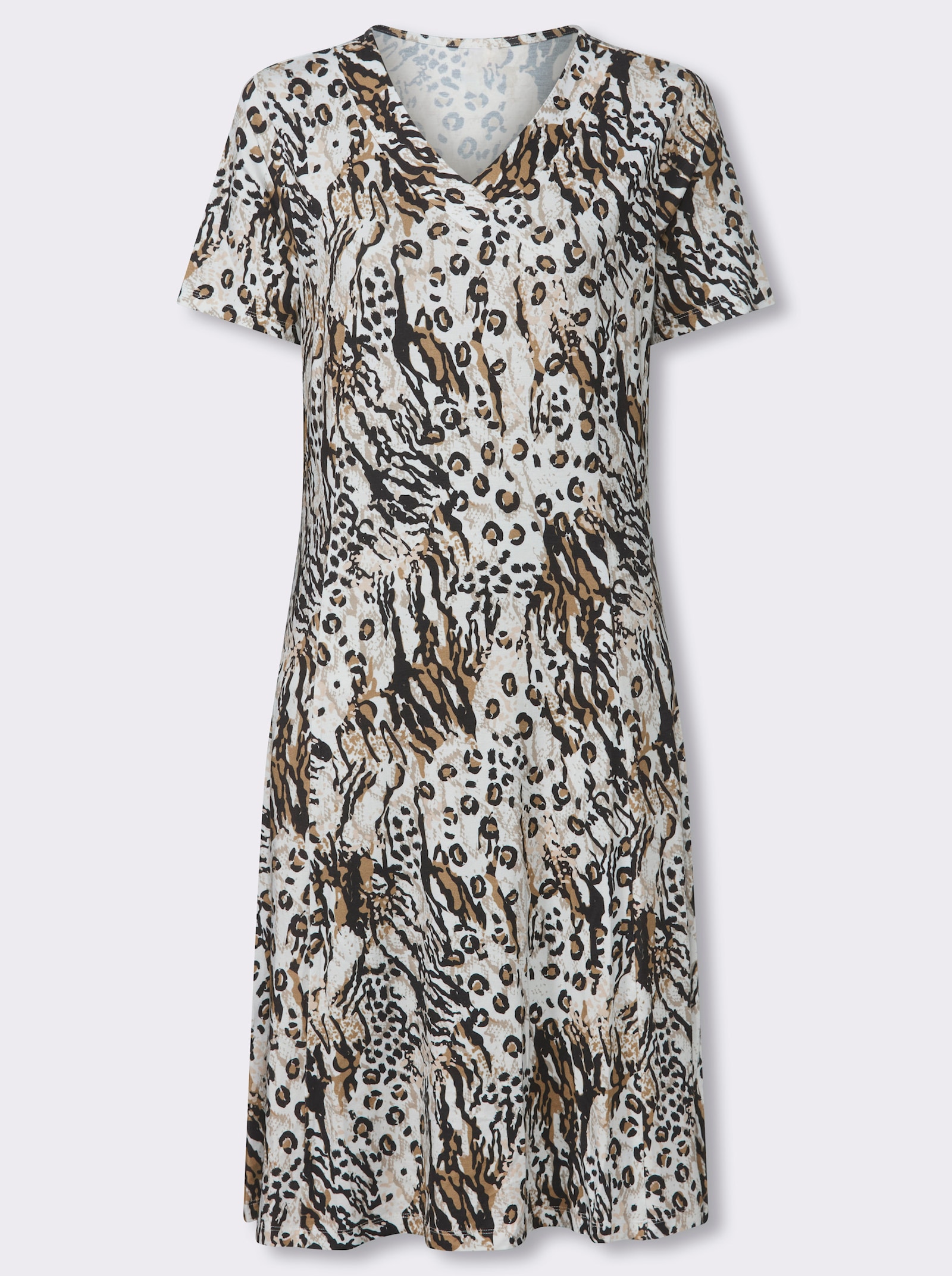 Jerseykleid mit Animal-Print - ecru-schwarz-bedruckt