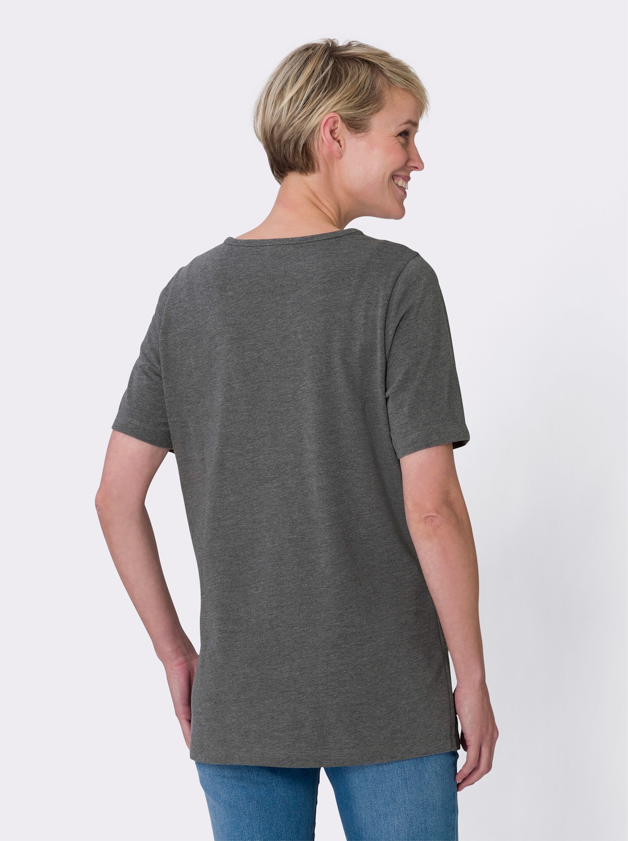 Longshirt - anthrazit-meliert