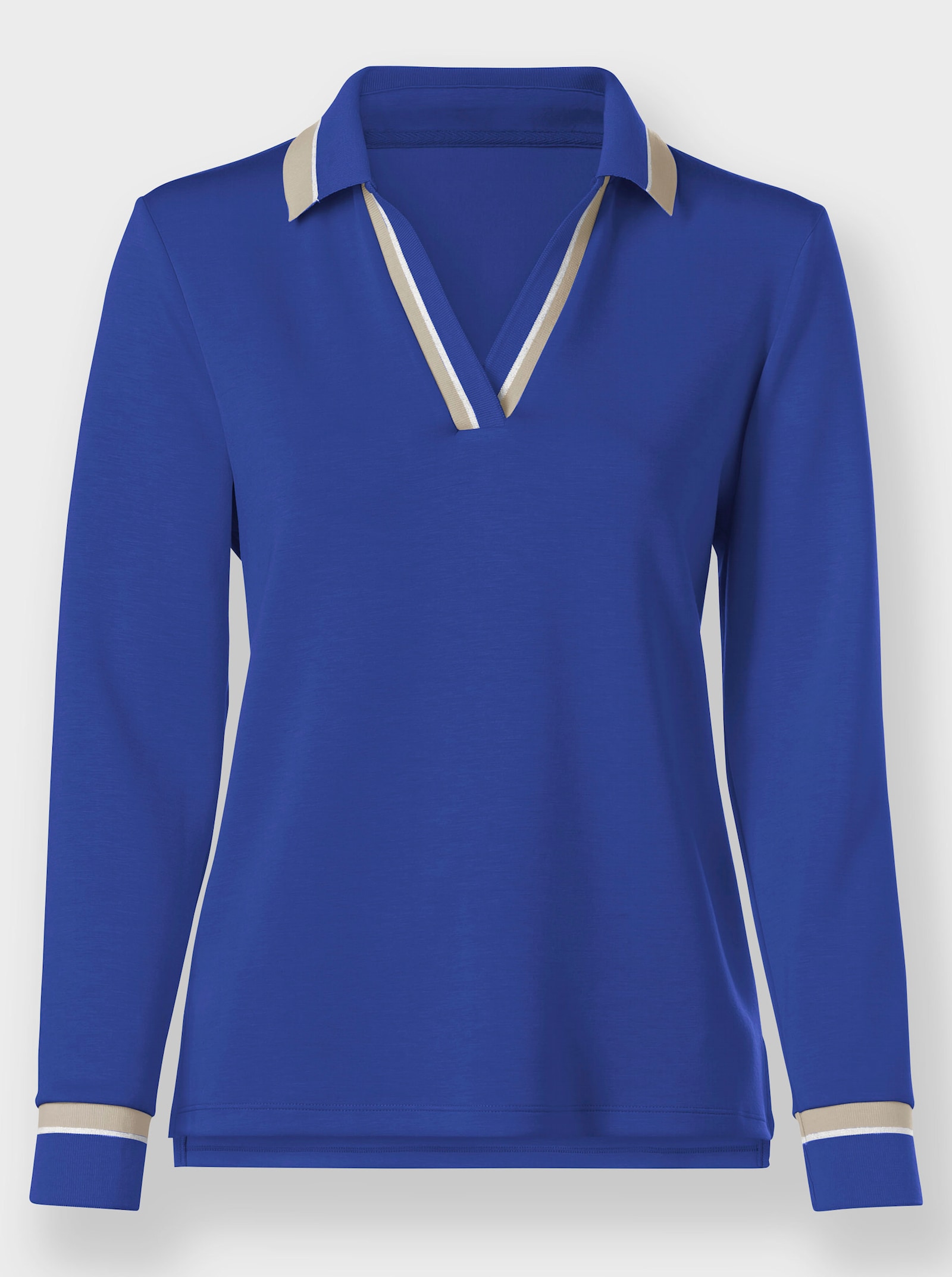 Polokošeľa s kontrast.akcent. - Kráľ.modrá-piesk. vzorovaná