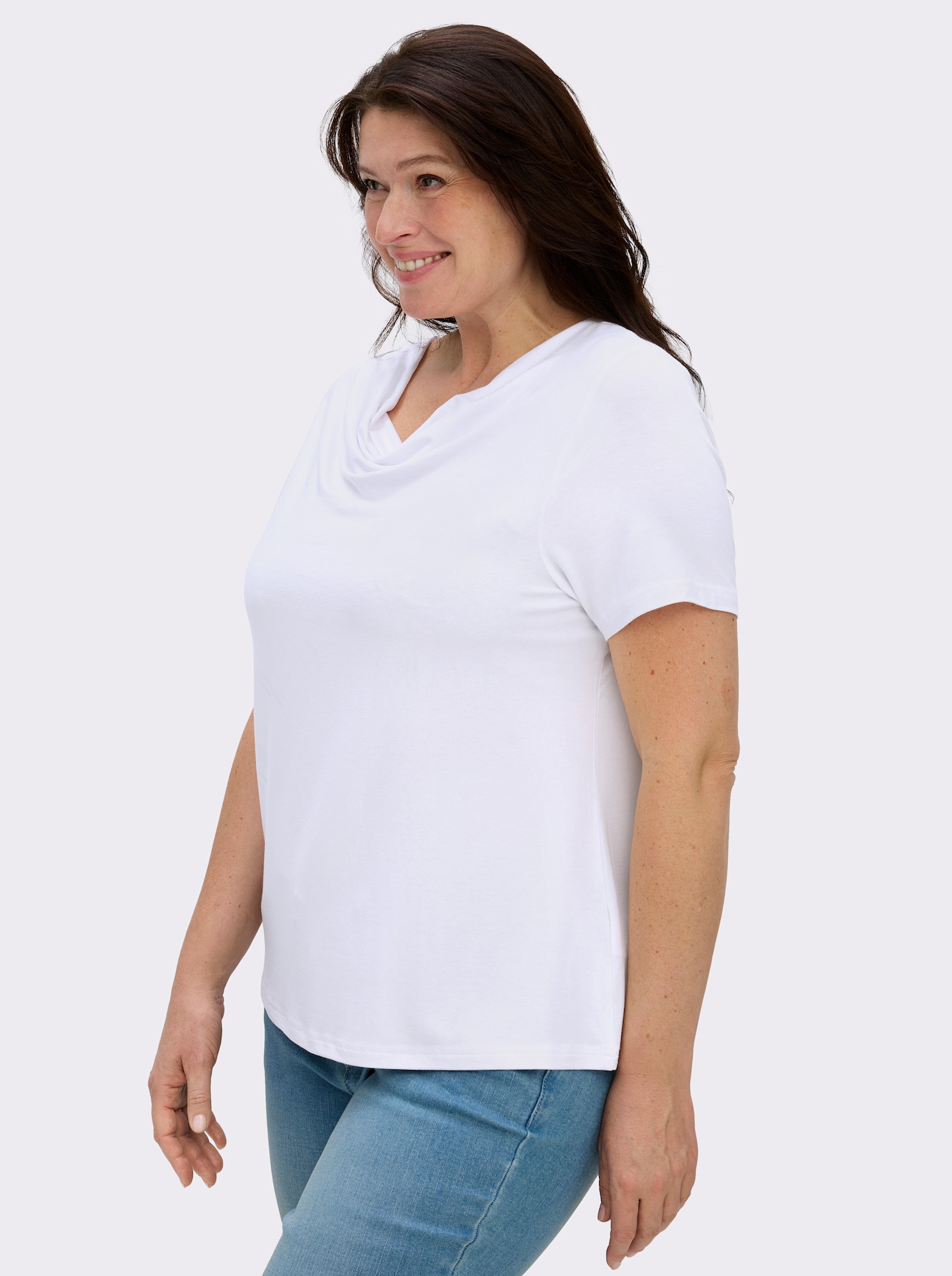 Wasserfallshirt mit kurzen Ärmeln - weiß