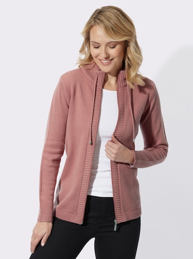 Strickjacke mit Reißverschluss - rosenholz