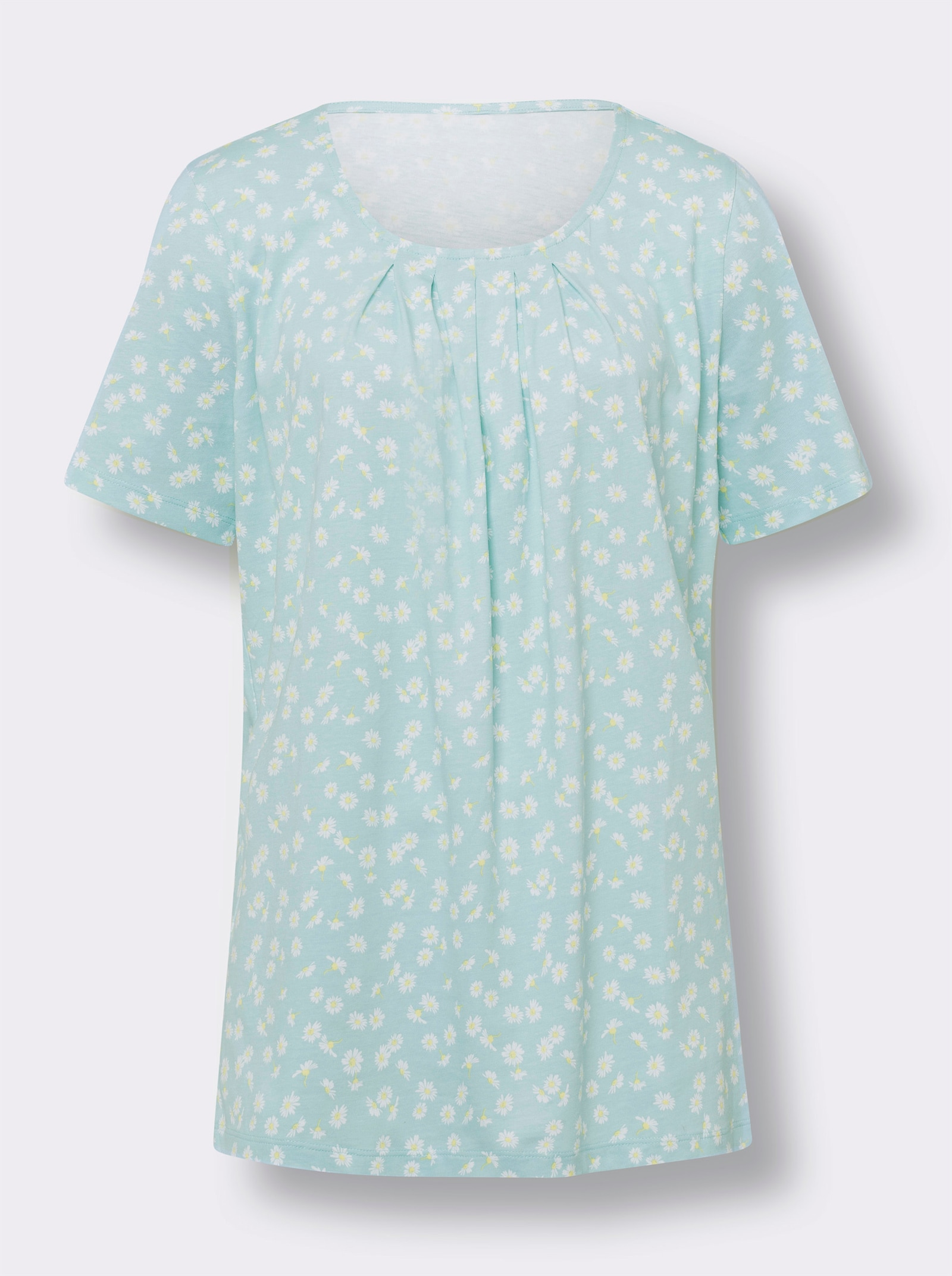 Longshirt mit floralem Druck - mint-weiß-bedruckt