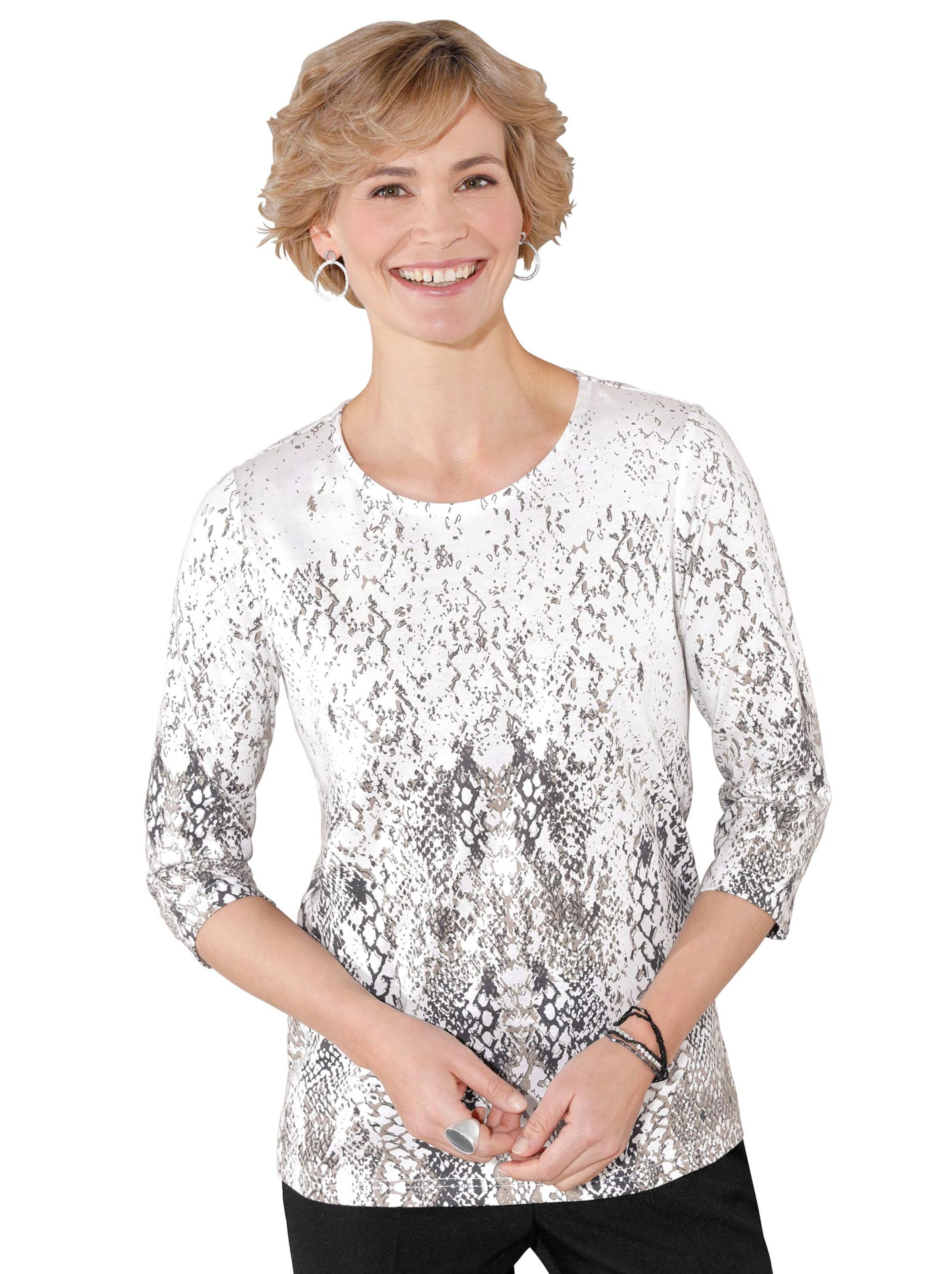 Shirt - taupe-schwarz-gemustert