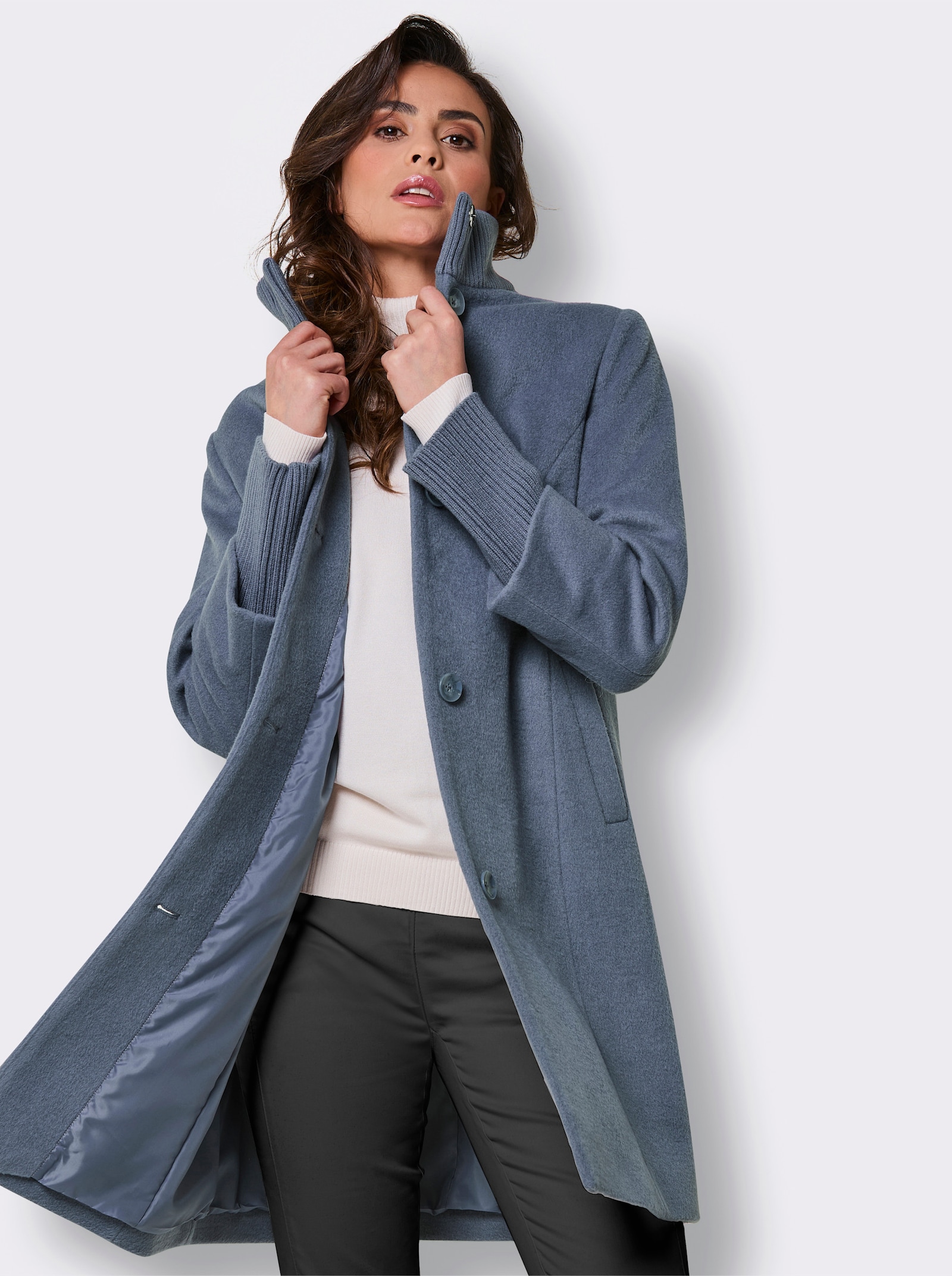 Manisa Wollmantel - taubenblau