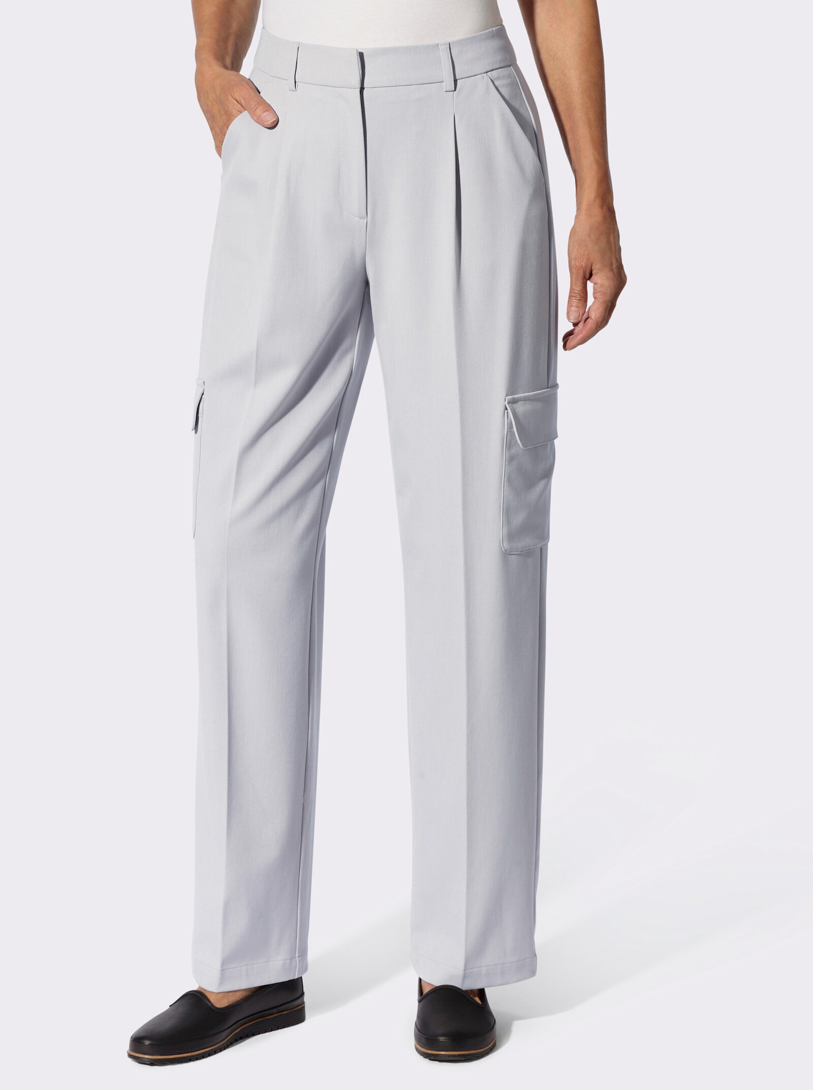 Cargohose in weiter Form - grau-meliert