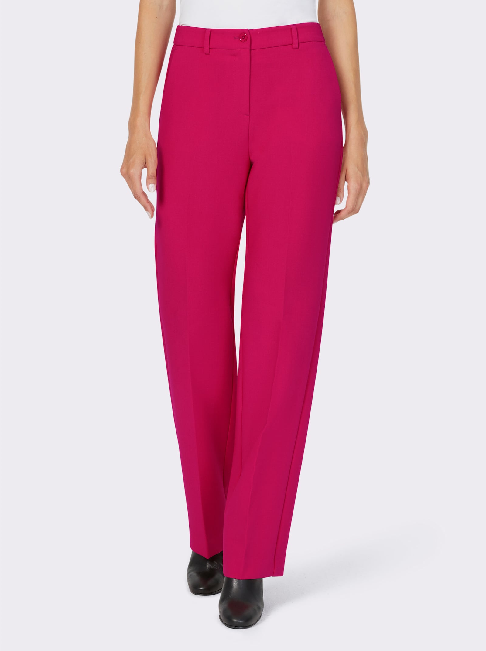 heine Broek met flatteuze persplooien - pink