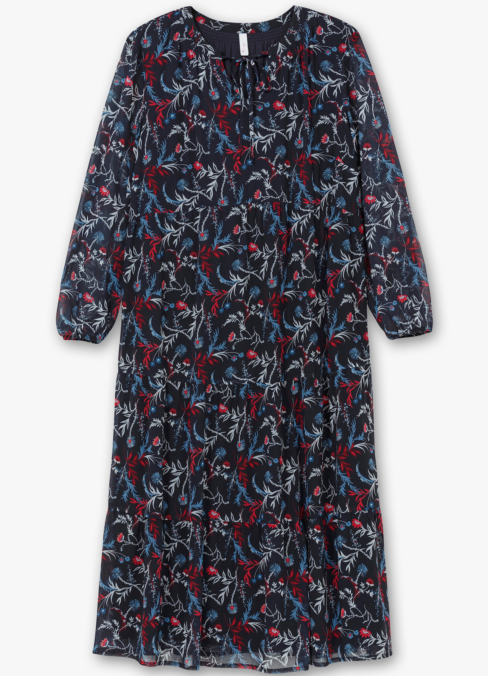 sheego Maxikleid aus Chiffon, gefüttert - tiefblau-gemustert