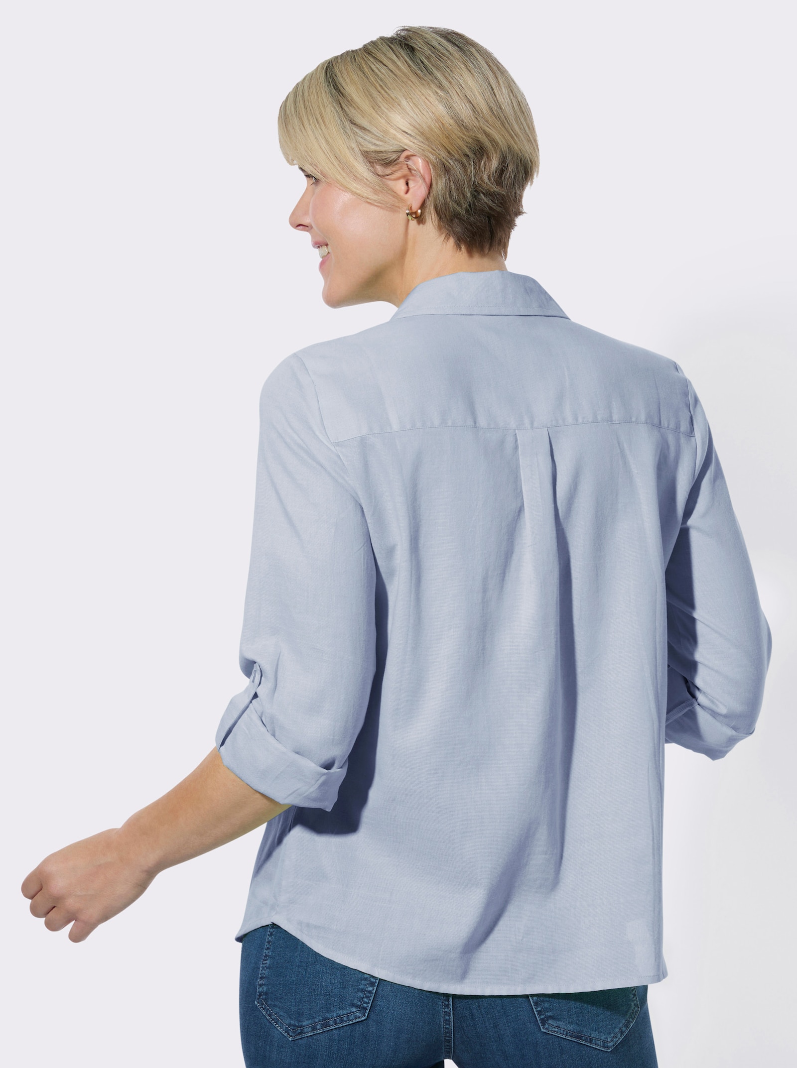 Hemdbluse in Melange-Optik - hellblau-meliert