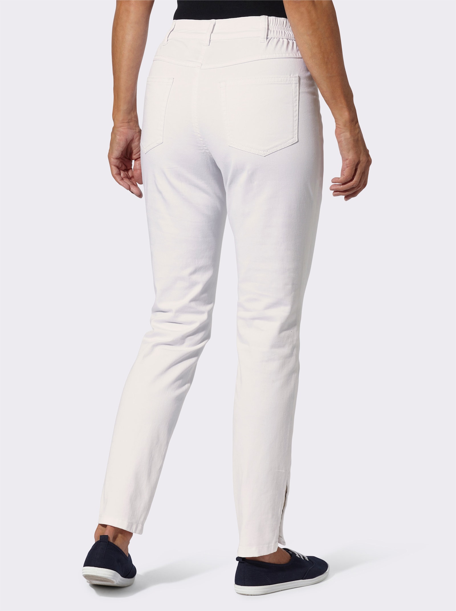 Jeans in verkort model, comfortband - wit