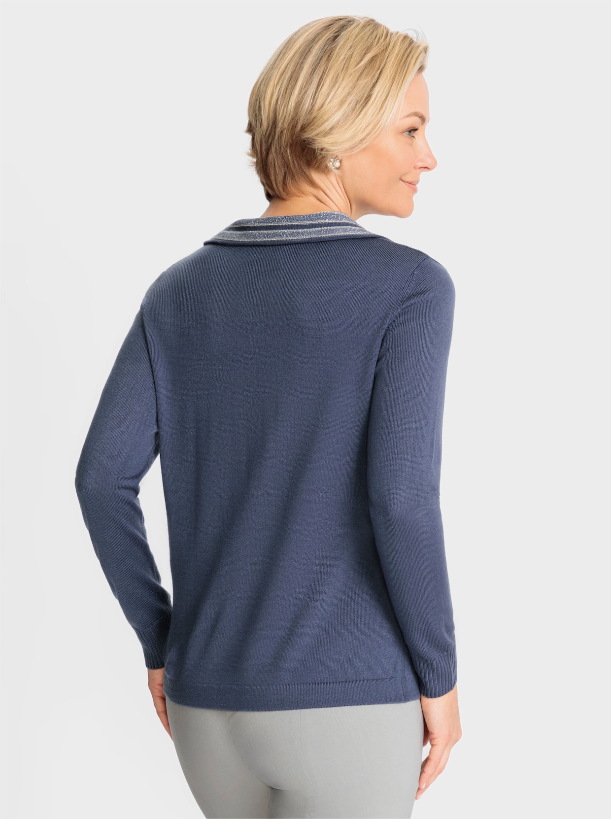 Feinstrickpullover - rauchblau