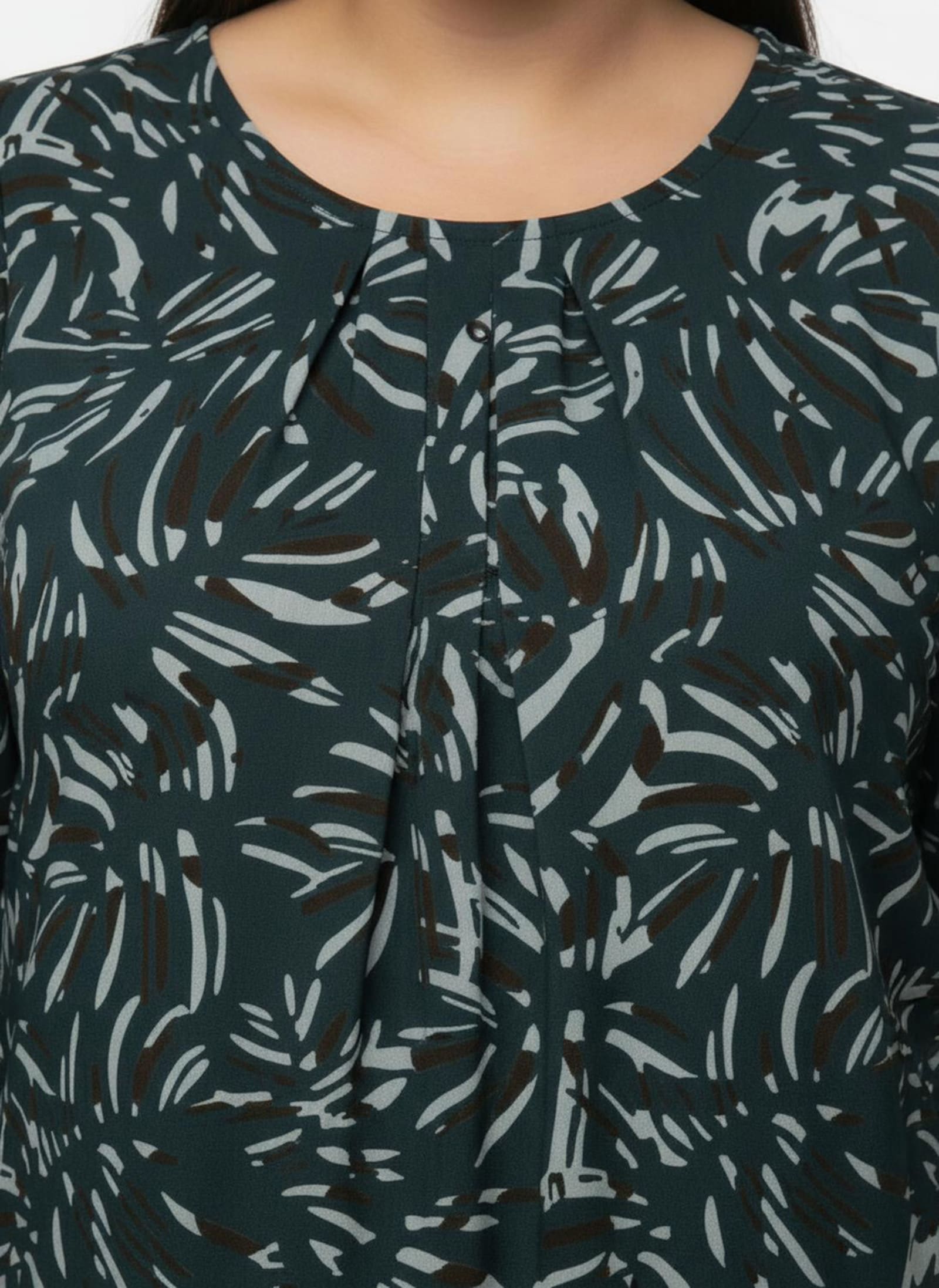 Druckbluse in Schlupfform - petrol-graphit-bedruckt