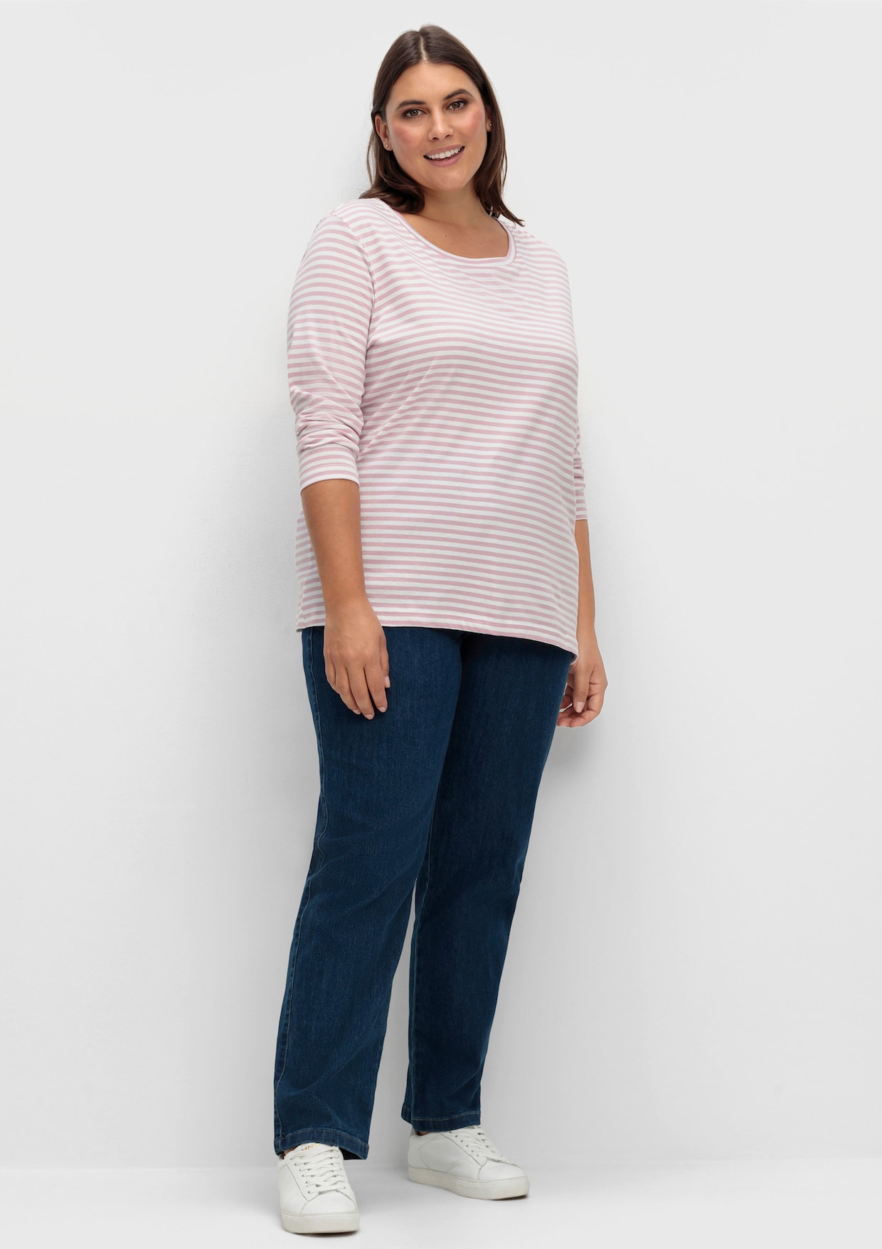Streifenshirt - rosé-ecru-geringelt