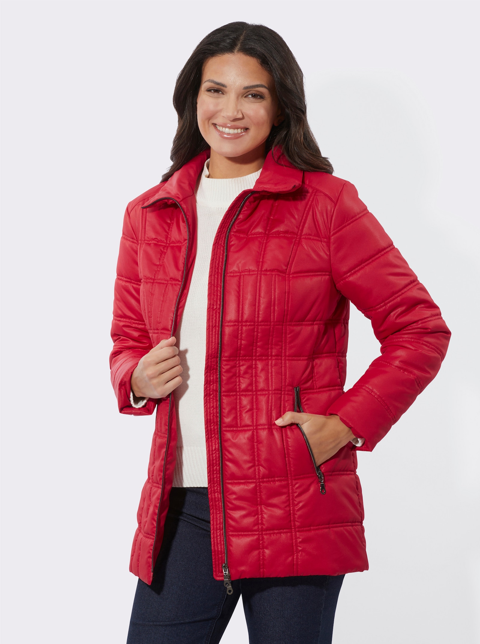 Steppjacke mit 2-Wege-Reißverschluss - rot