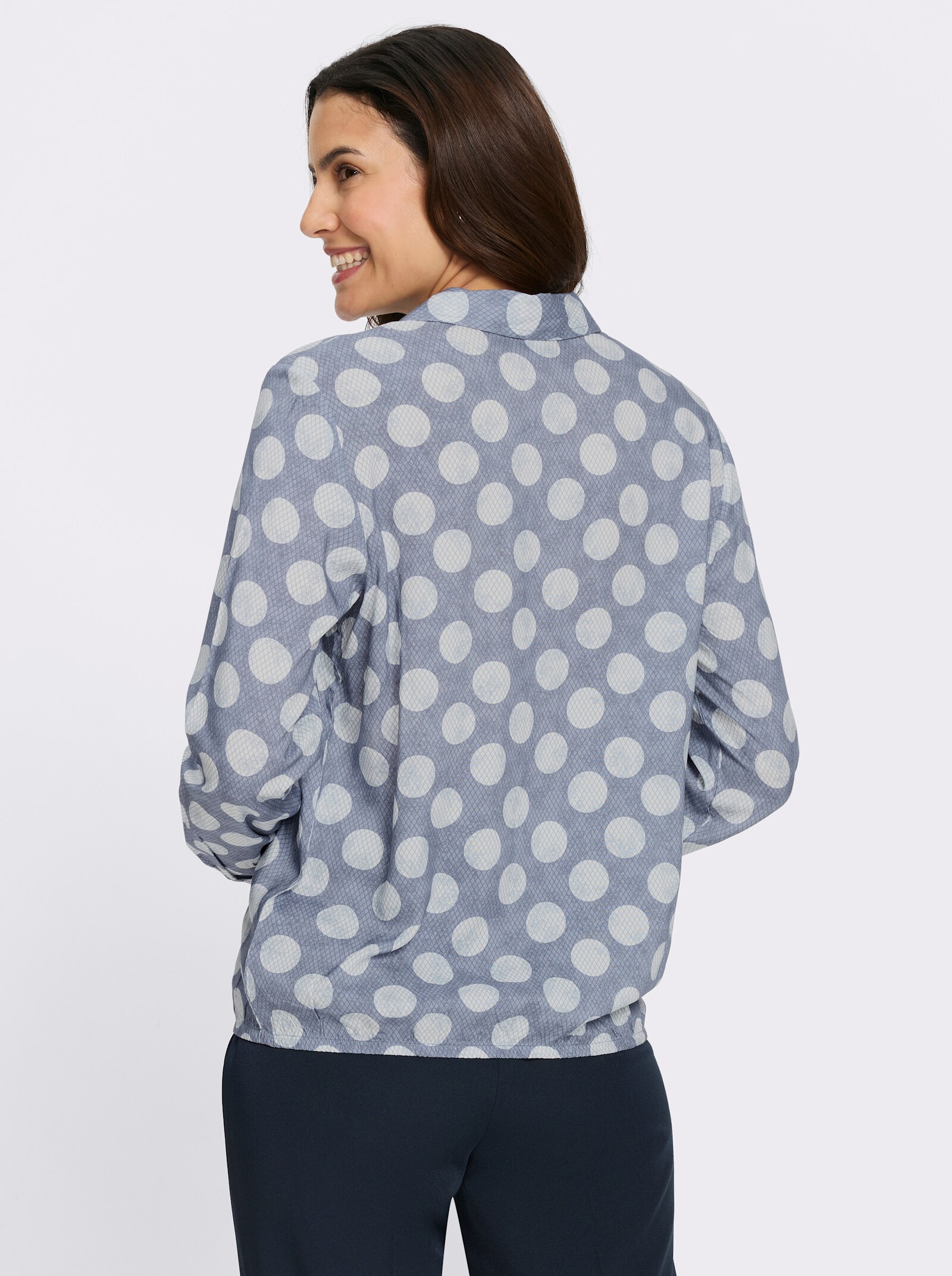 Druckbluse - taubenblau-bedruckt