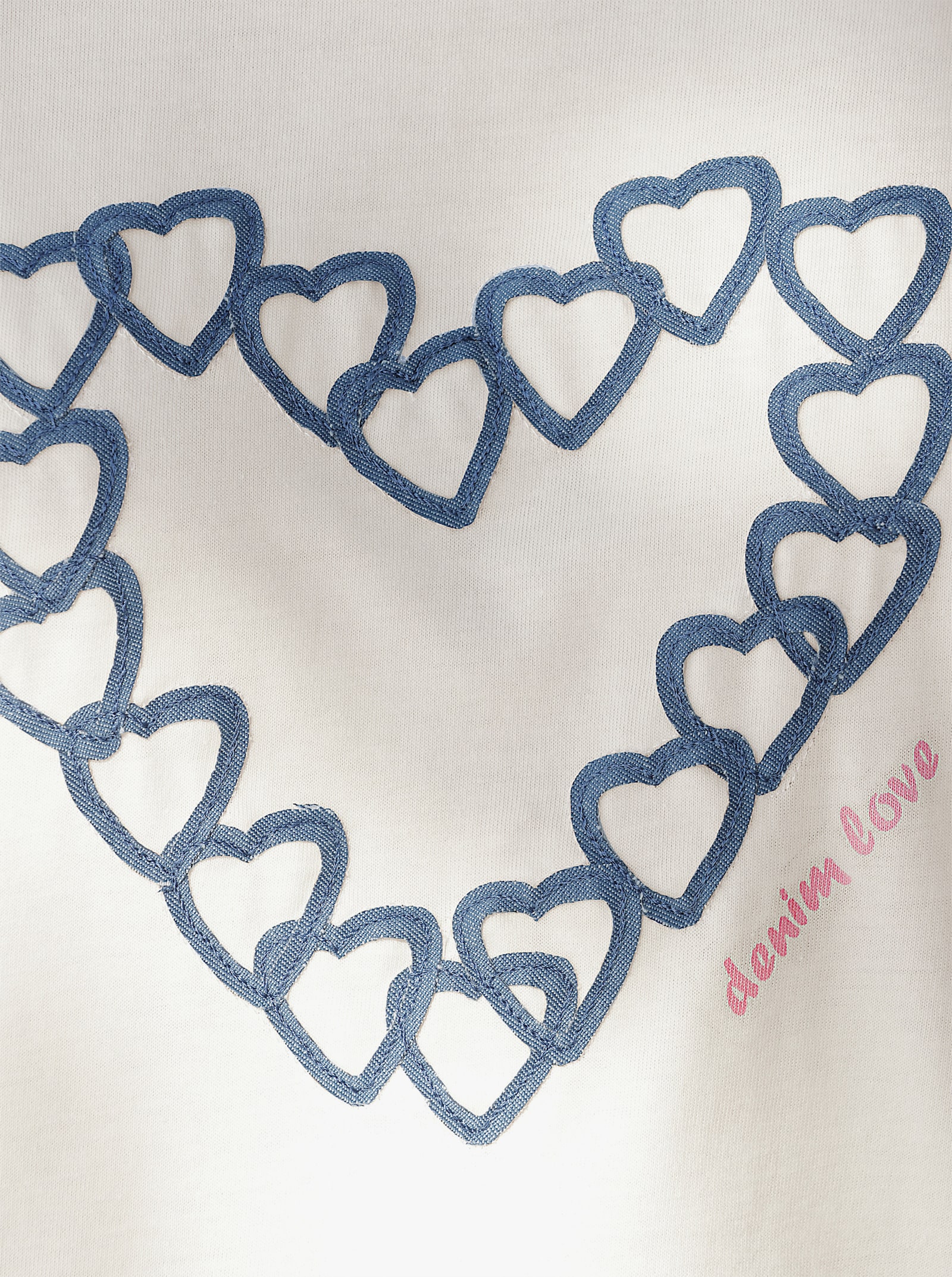 heine Kurzarmshirt mit Jeans-Details - ecru-bedruckt