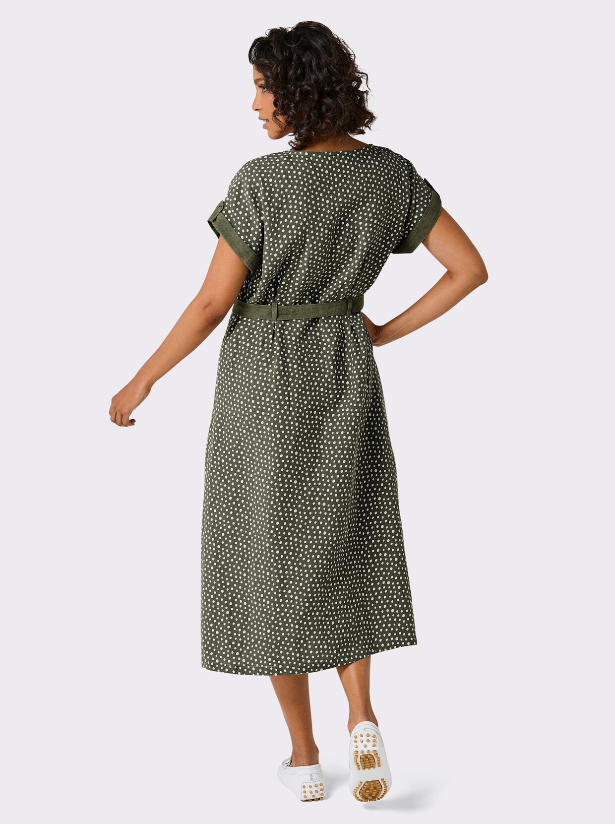 CREATION L PREMIUM Druckkleid - khaki-weiß-bedruckt