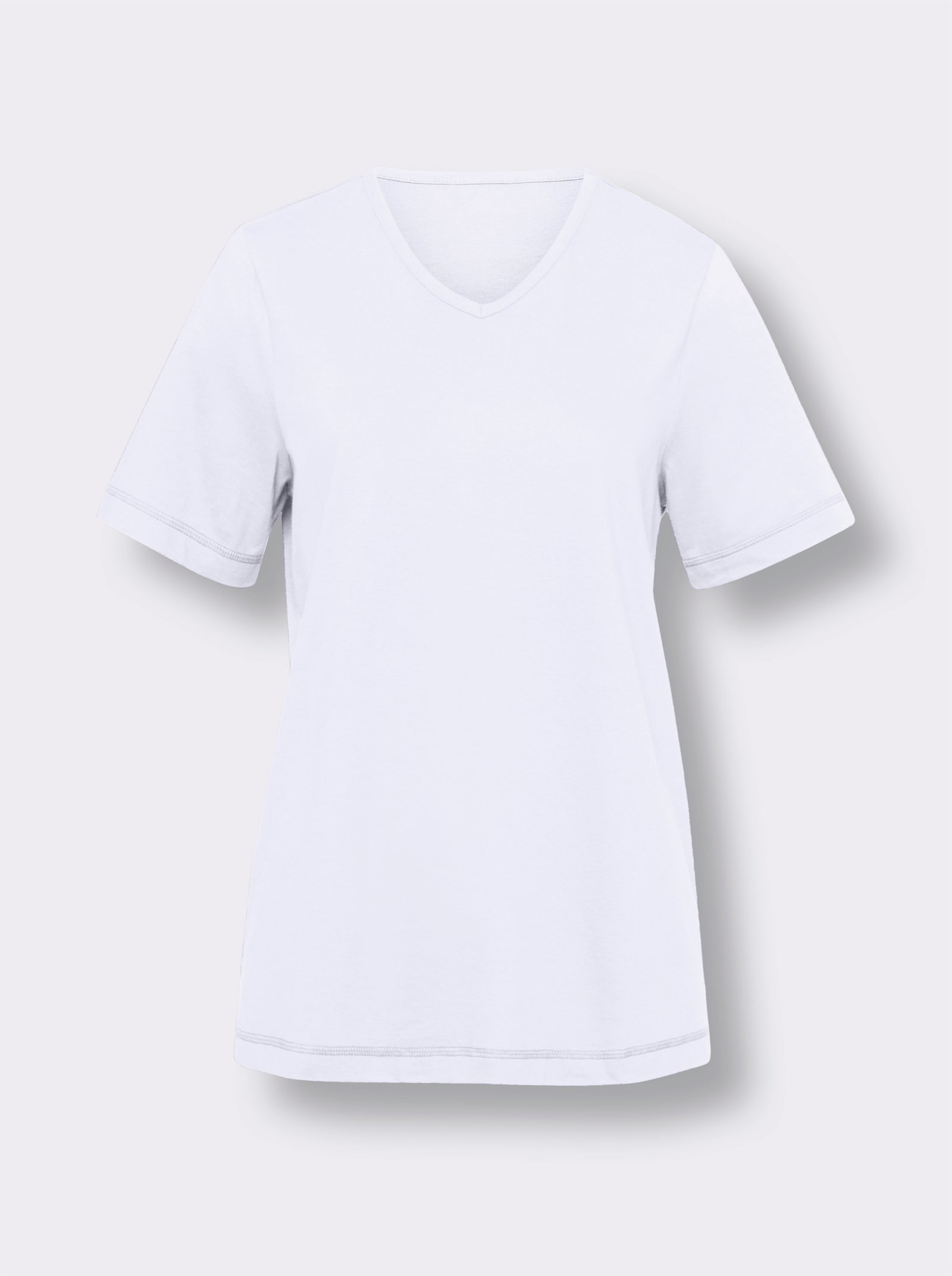 Kurzarmshirt mit Seitenschlitzen - weiß