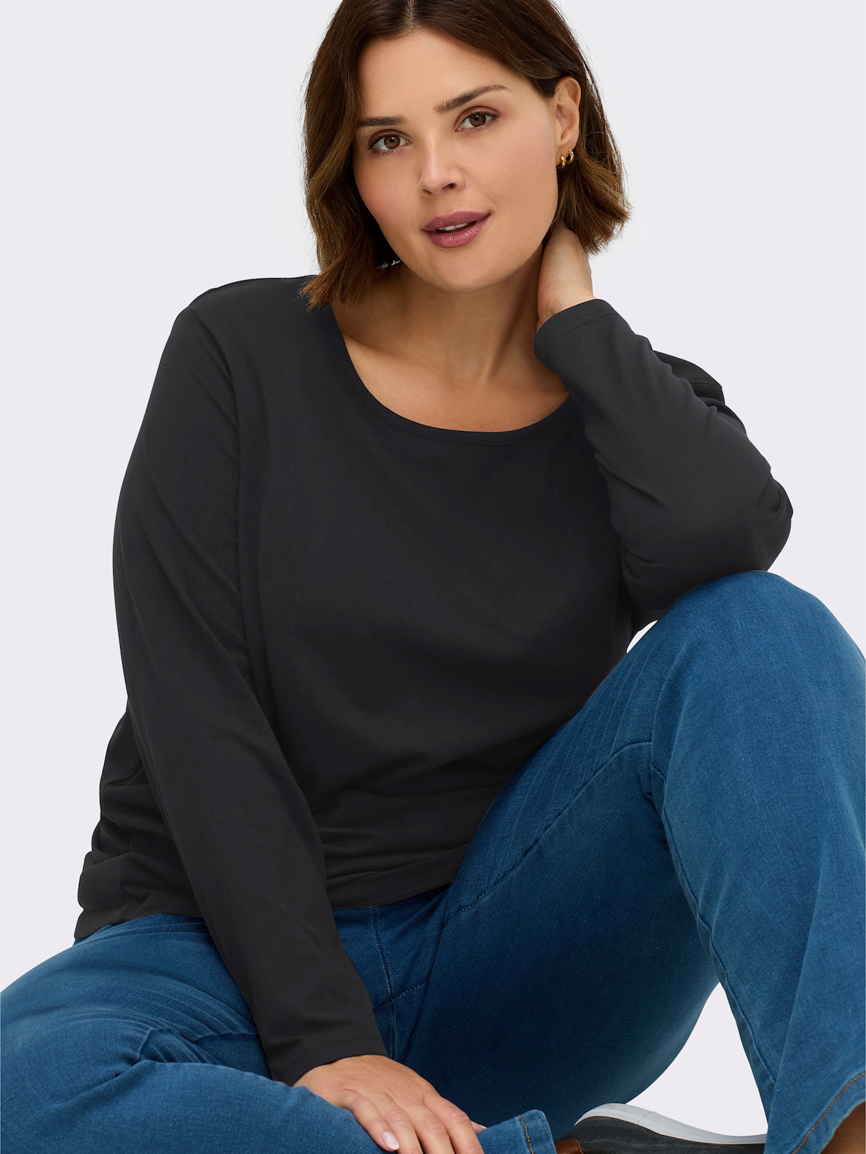 Langarmshirt in weiter Form - schwarz