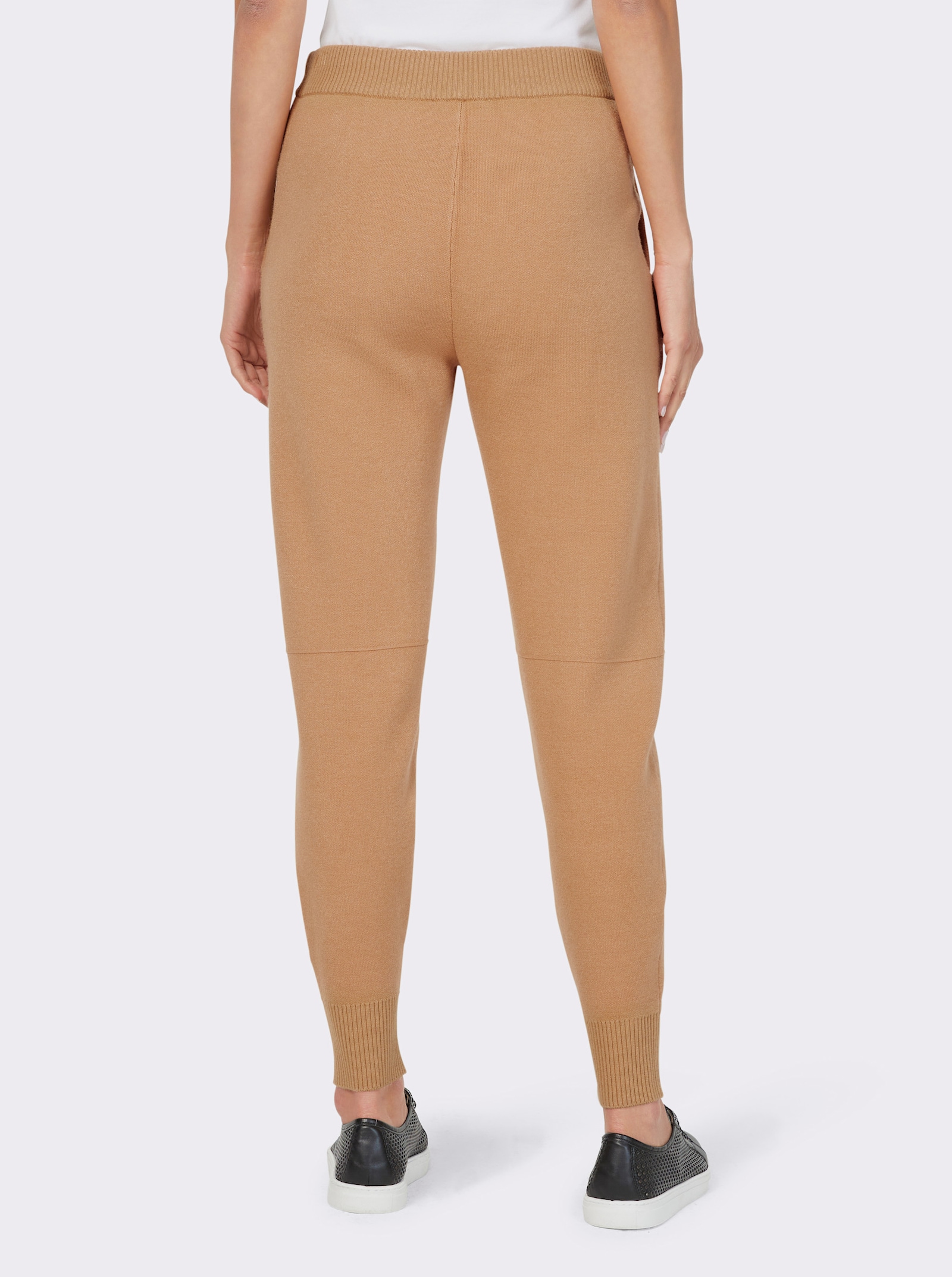 heine Strickhose mit Rippbündchen am Saum - camel