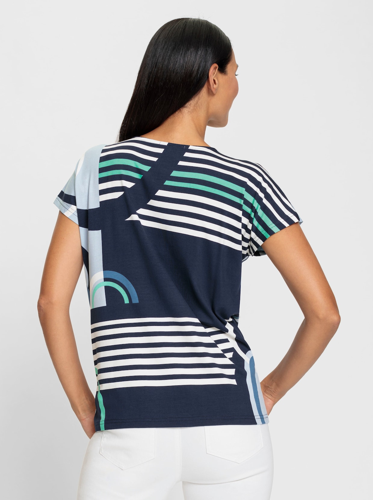 heine Shirt met korte mouwen - marine-lichtblauw gedessineerd