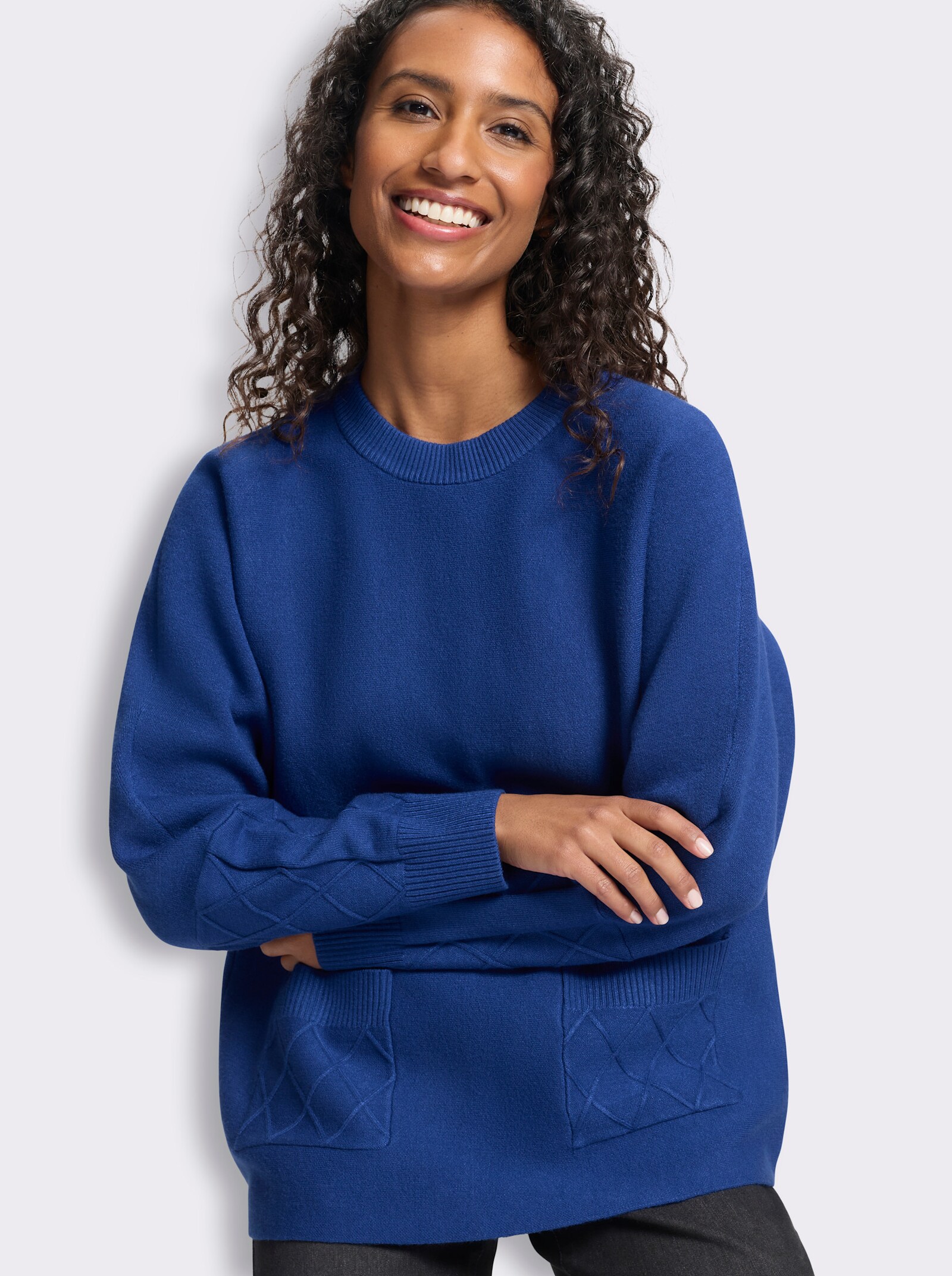 heine Feinstrickpullover mit Taschen - royalblau