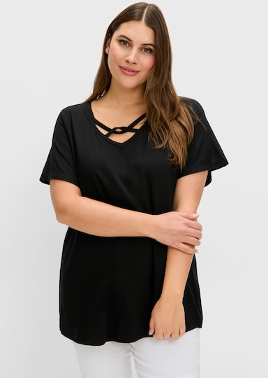 sheego Fledermausshirt - schwarz