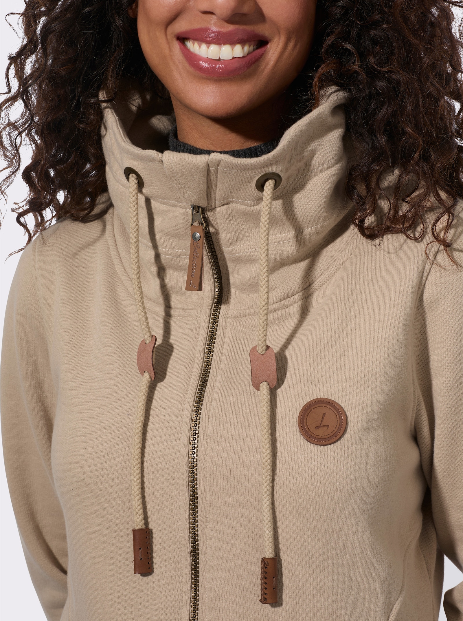  Shirtjacke mit Reißverschluss - beige