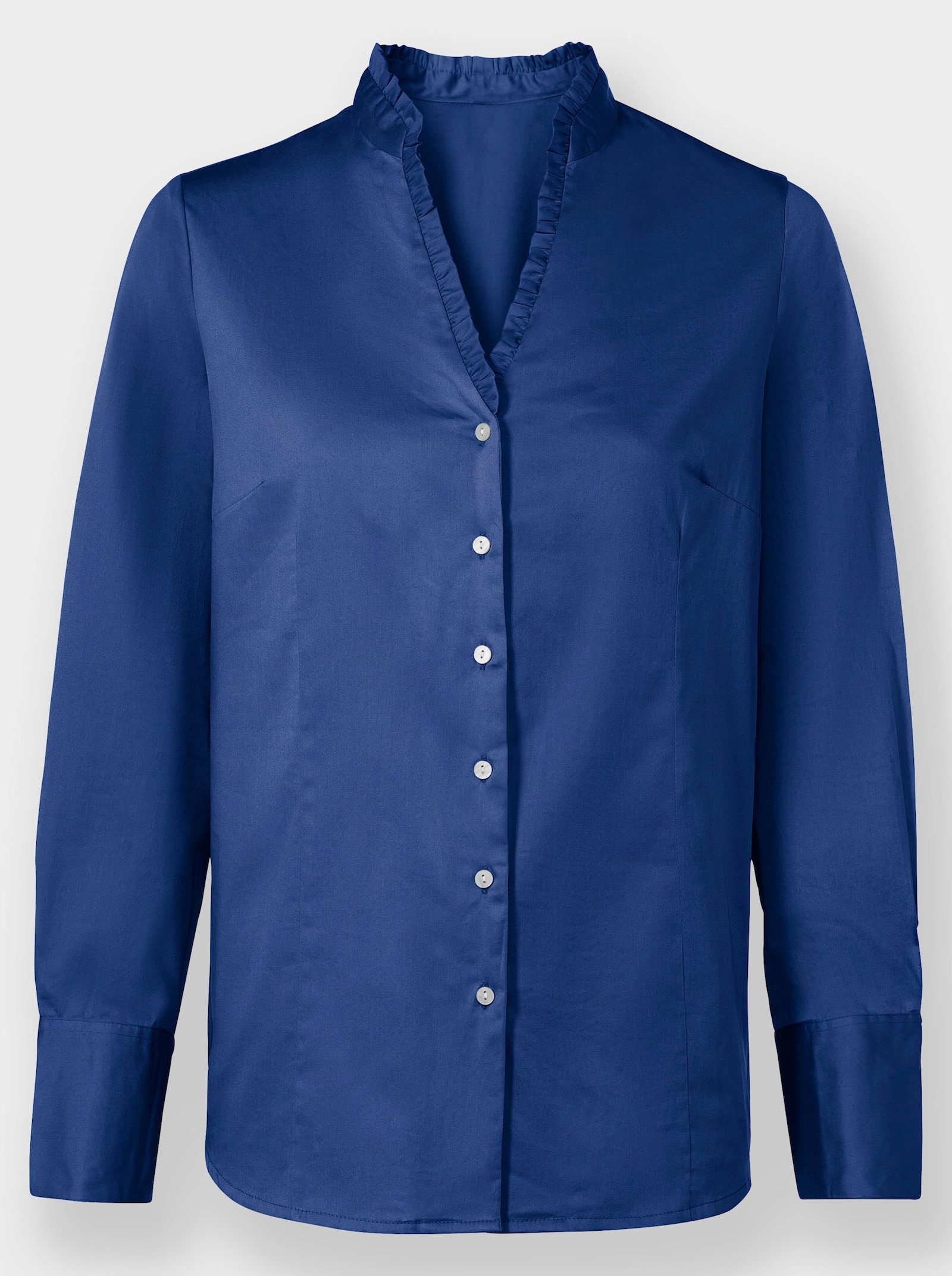 heine Blouse van satijn met ruches - koningsblauw