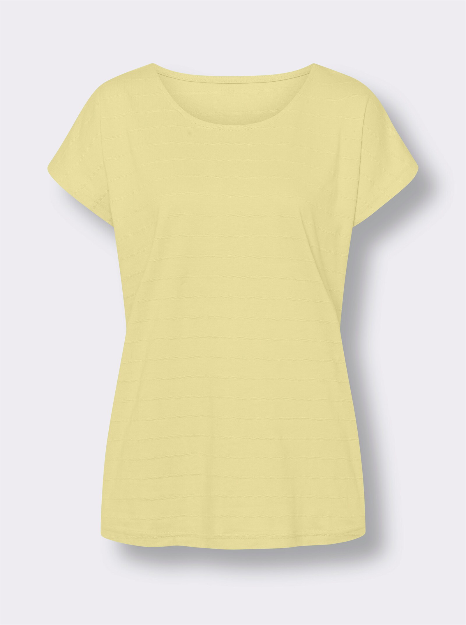 Shirt met ronde hals en gestructureerd streeppatroon - citroen