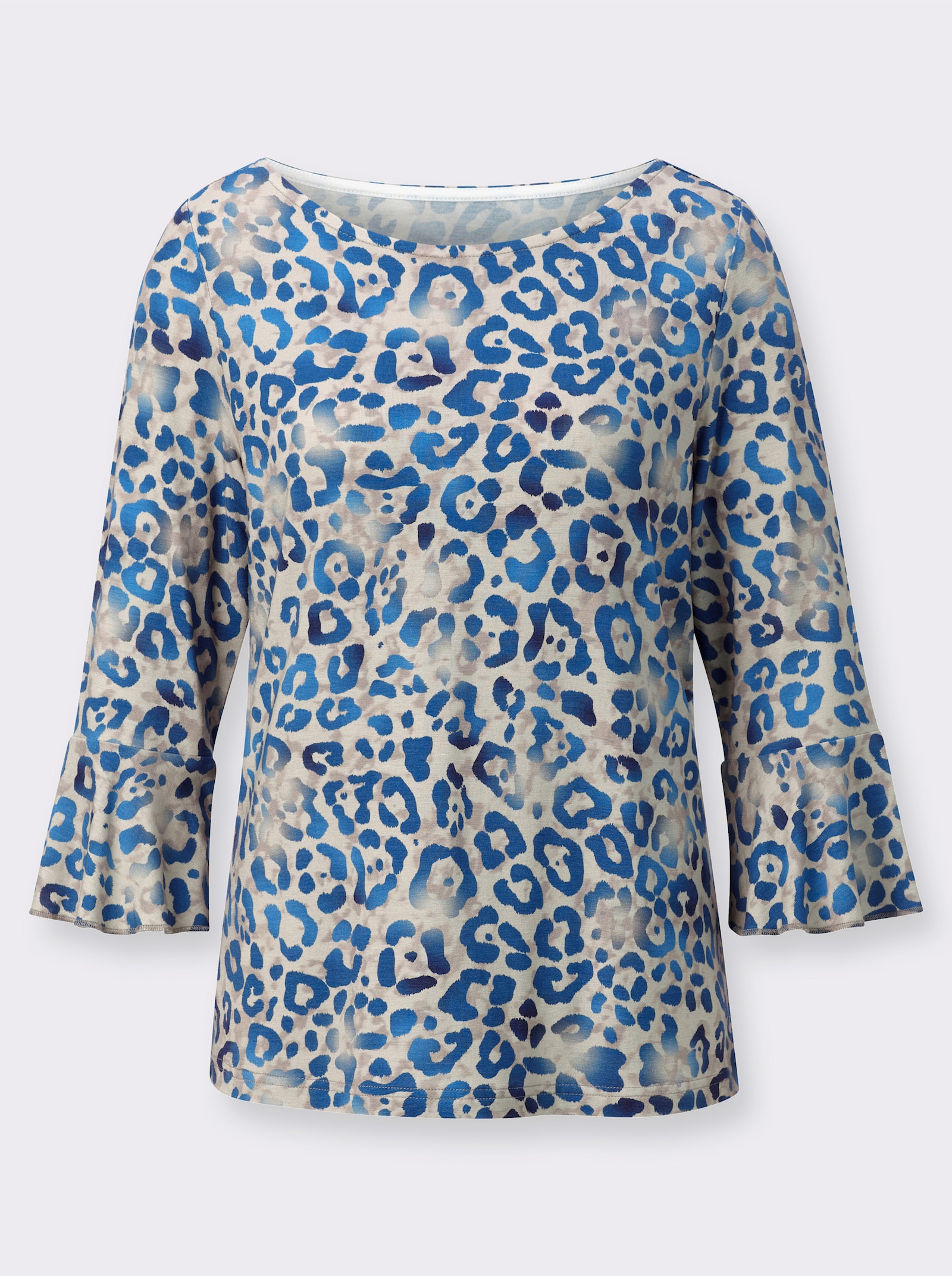 3/4-Arm-Shirt in hochwertiger Viskose-Qualität - sand-marine-bedruckt