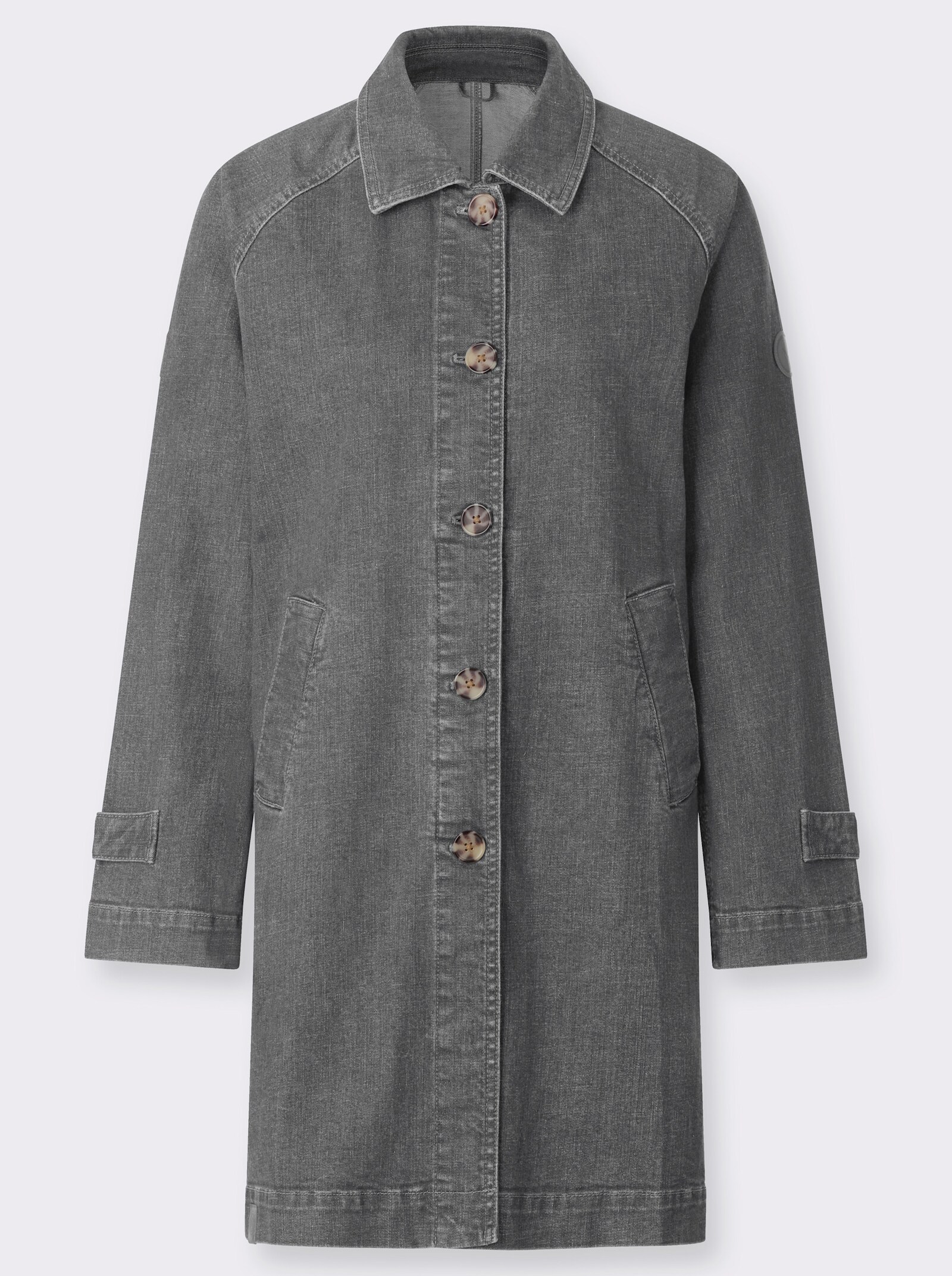 Kurzmantel aus weichem Denim - stone-grey-denim