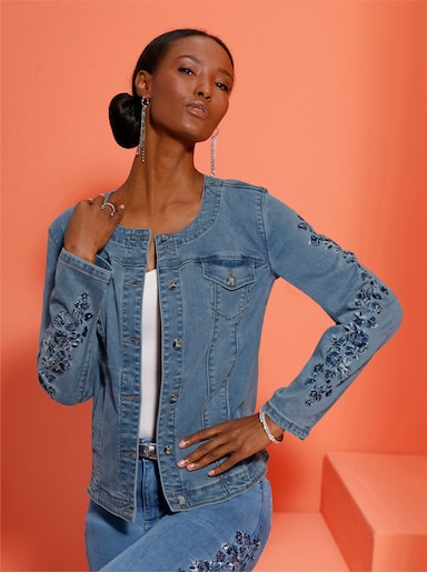 Jeansblazer mit Baumwolle - blue-bleached