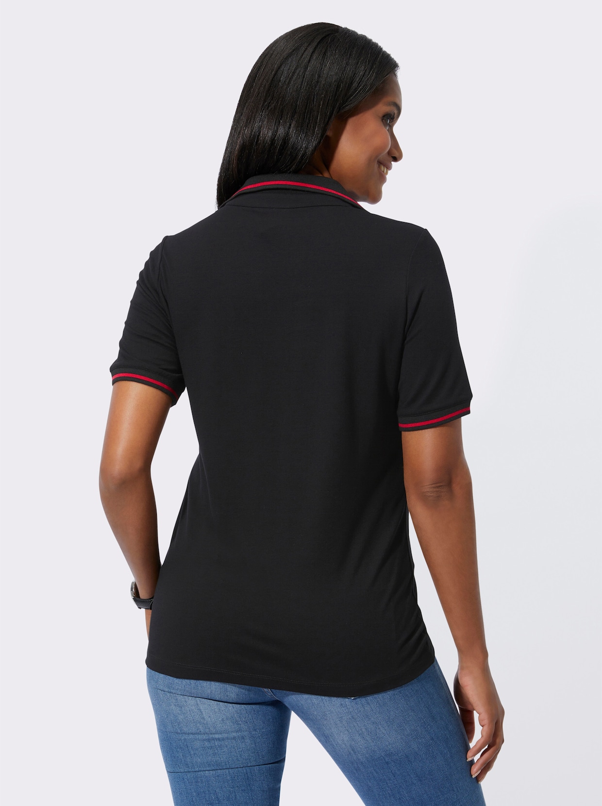 Poloshirt - zwart/rood geprint