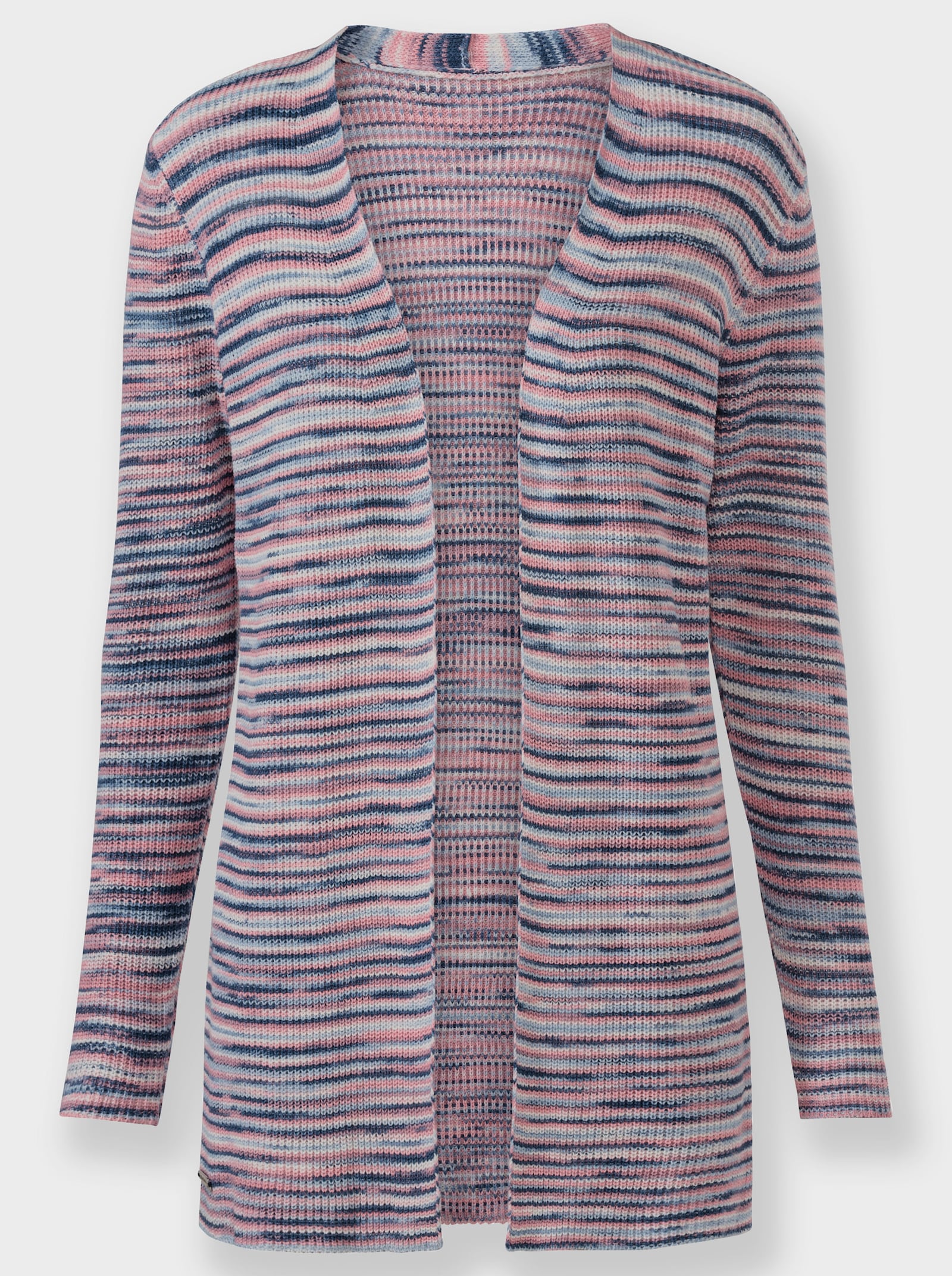 Lang vest in open model - mauve/lichtblauw gedessineerd