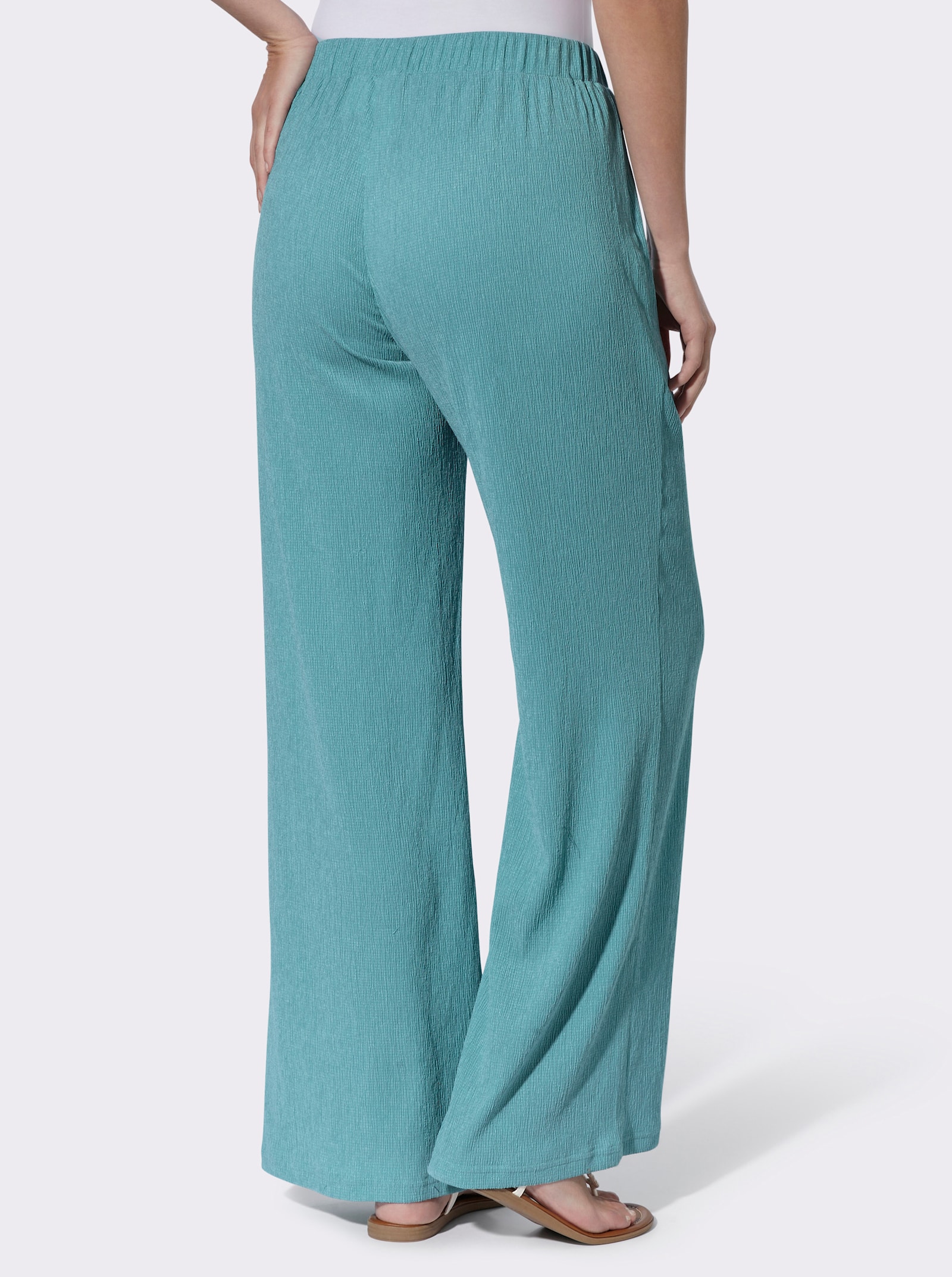 Comfortblouse van crinklemateriaal - oceaan
