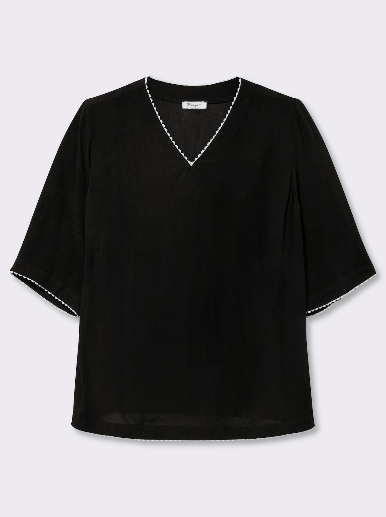 sheego Tuniek met contrastranden - zwart/wit