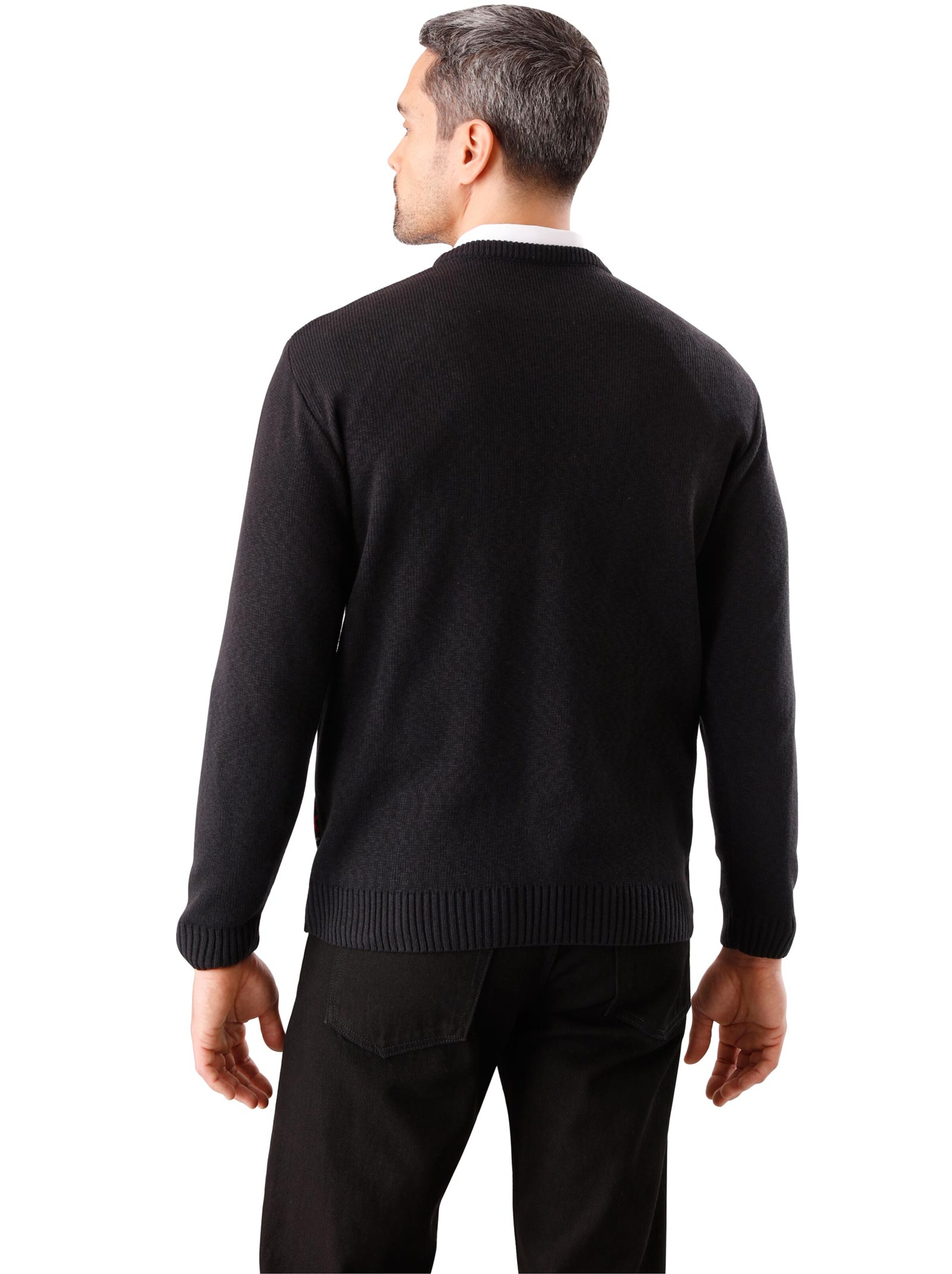 Pullover - schwarz-rot-gemustert