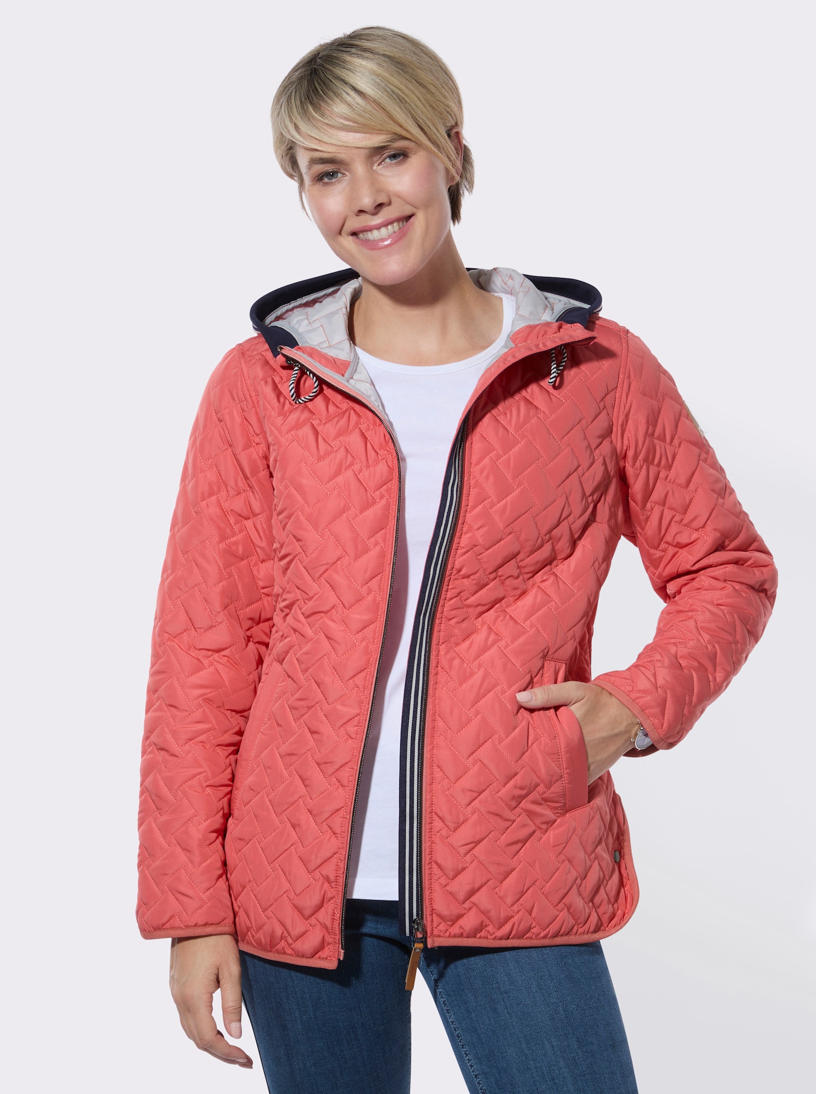 Steppjacke mit Kapuze - grapefruit