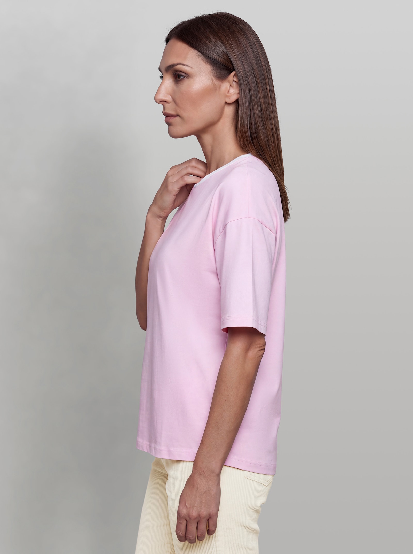 heine Kurzarmshirt mit asymmetrischem Saum - hellrosé