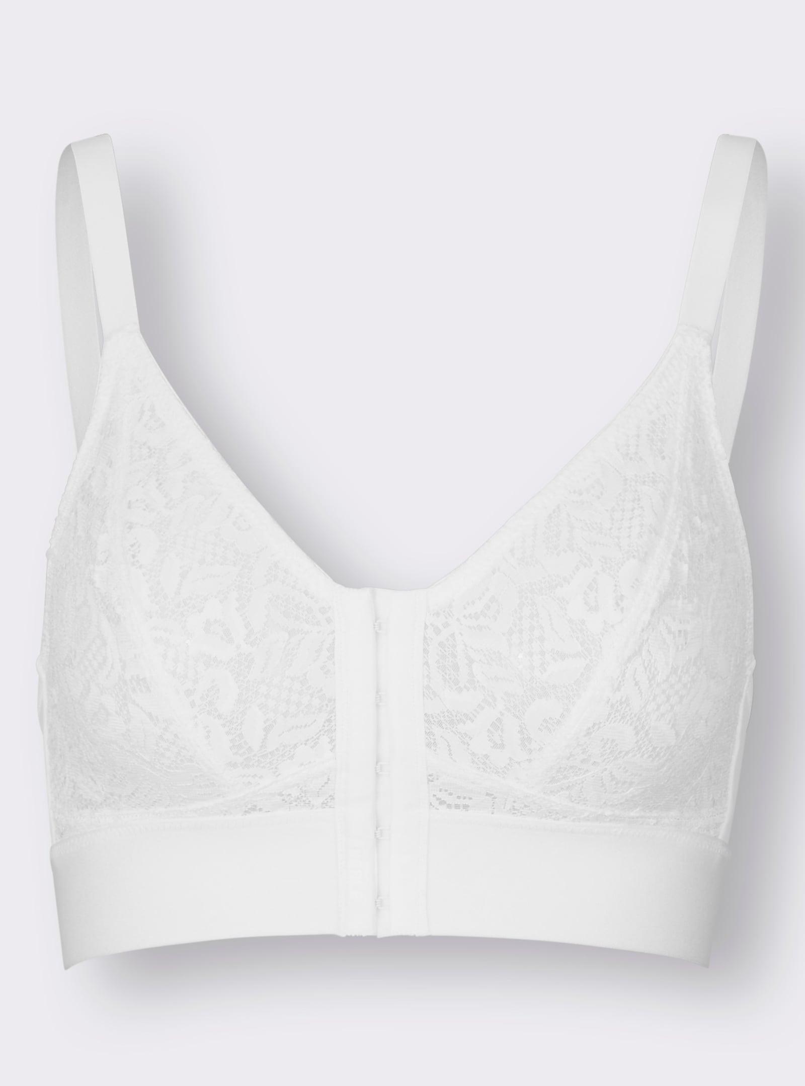 wäschepur Vorderverschluss-BH ohne Bügel - weiß